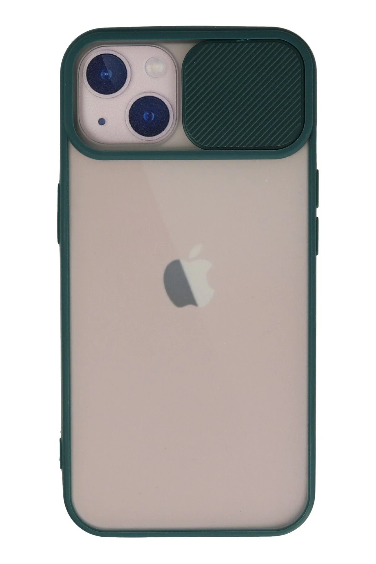 Newface iPhone 13 Kılıf Palm Buzlu Kamera Sürgülü Silikon - Yeşil