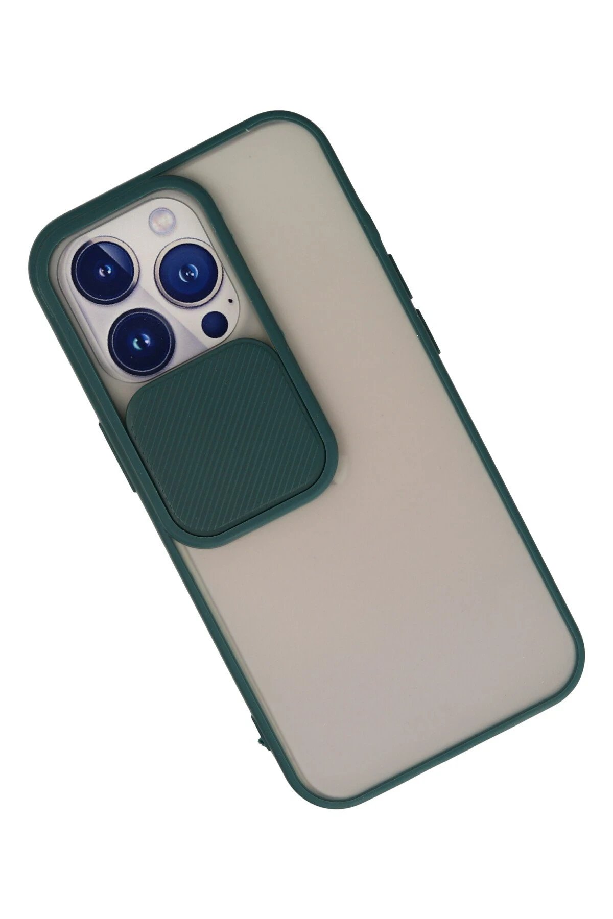 Newface iPhone 13 Pro Kılıf Palm Buzlu Kamera Sürgülü Silikon - Yeşil