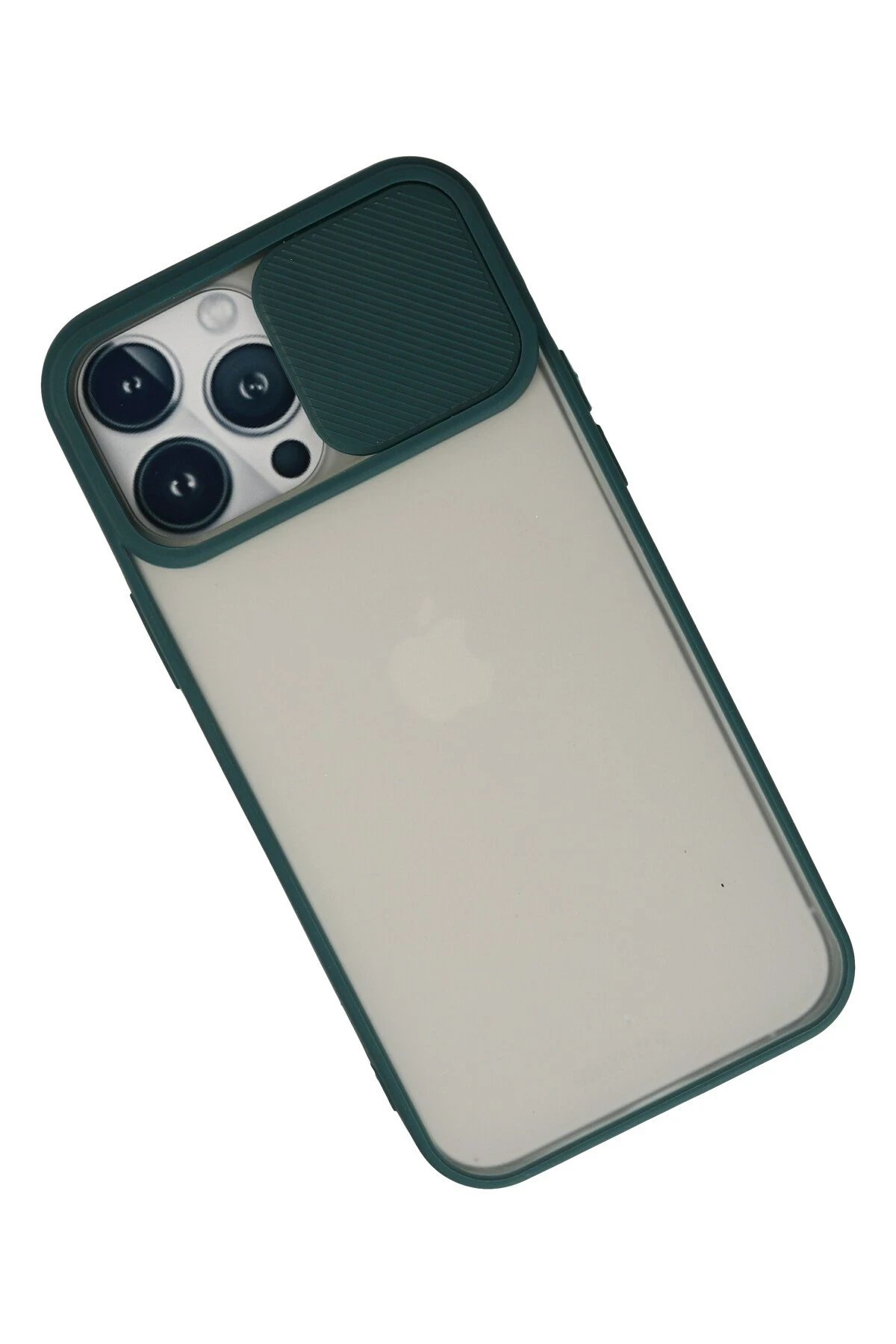 Newface iPhone 13 Pro Max Kılıf Palm Buzlu Kamera Sürgülü Silikon - Yeşil