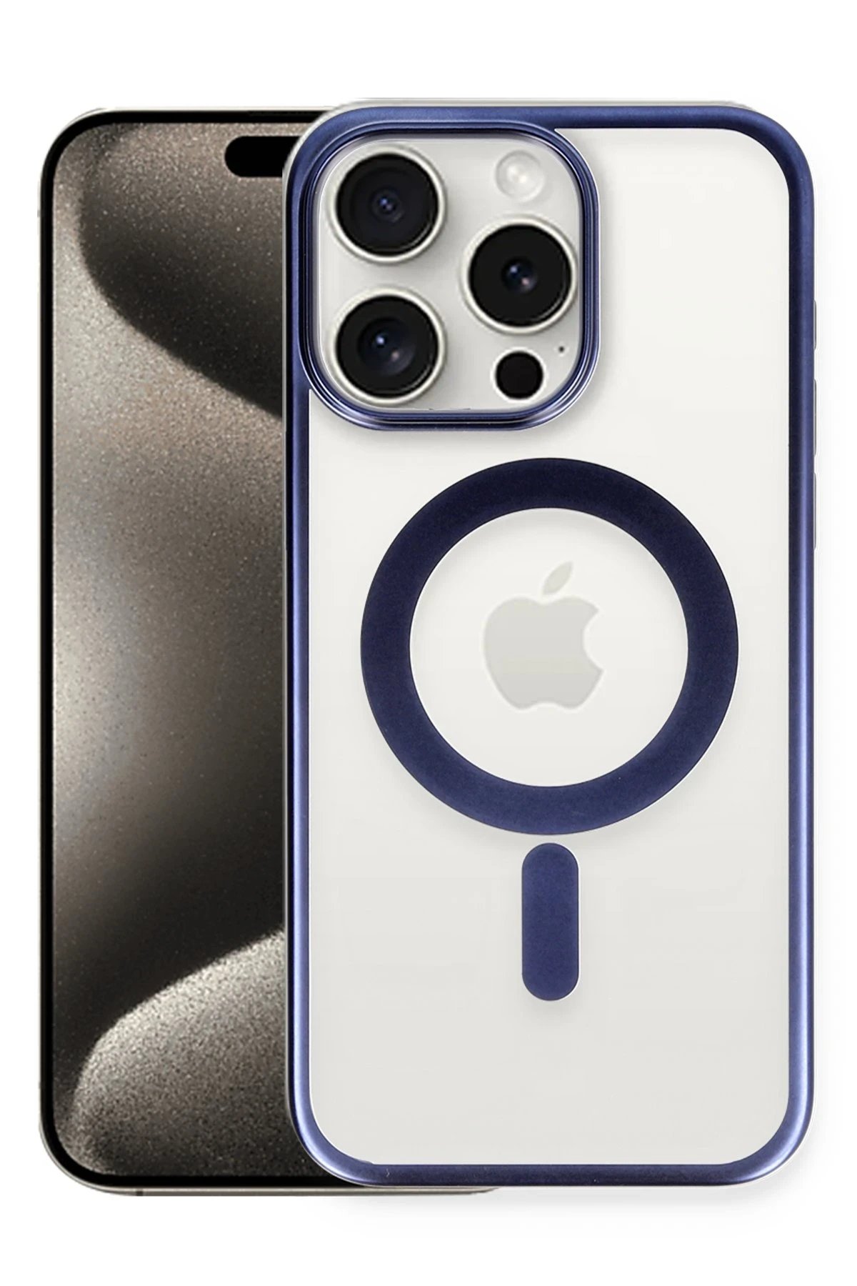 Newface iPhone 15 Pro Kılıf Erozi Magsafe Kapak - Lacivert