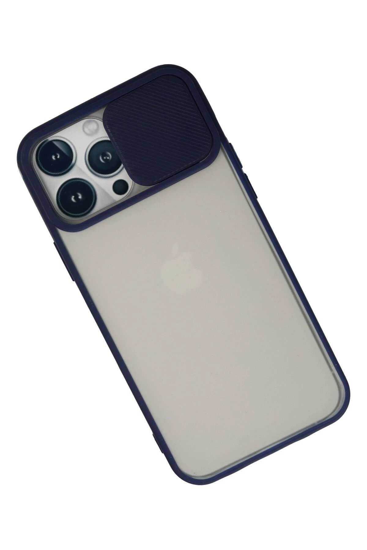 Newface iPhone 13 Pro Max Kılıf Palm Buzlu Kamera Sürgülü Silikon - Lacivert