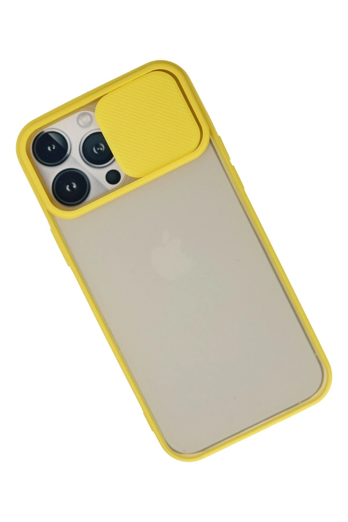 Newface iPhone 13 Pro Max Kılıf Palm Buzlu Kamera Sürgülü Silikon - Sarı