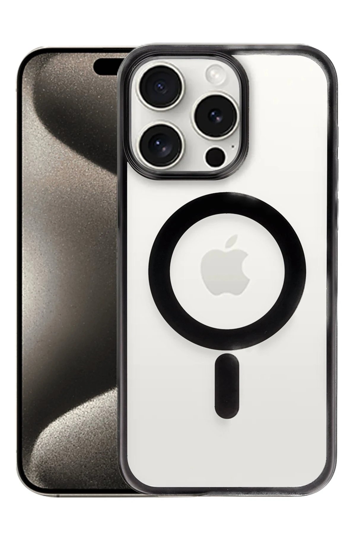 Newface iPhone 15 Pro Max Kılıf Erozi Magsafe Kapak - Siyah