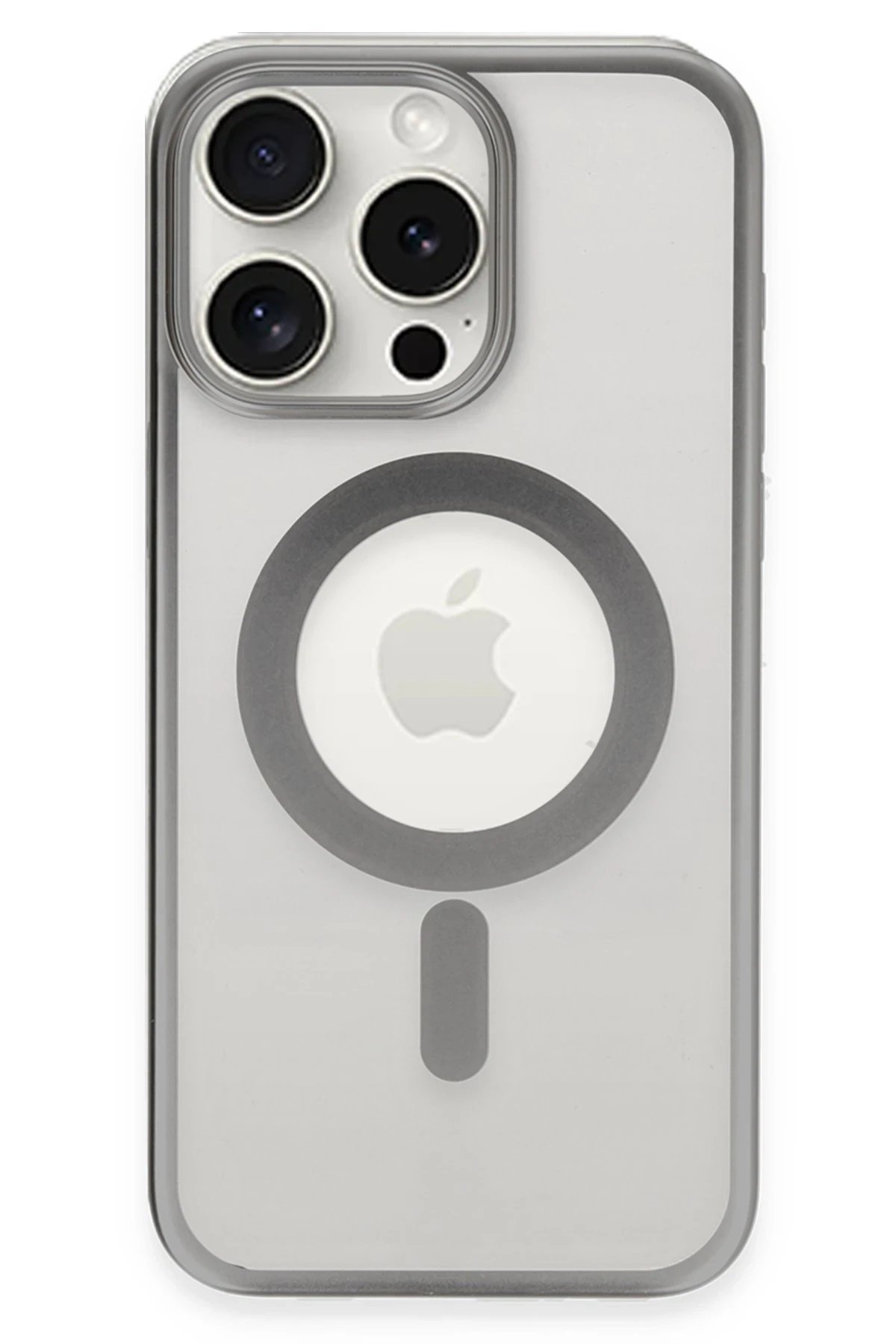 Newface iPhone 15 Pro Max Kılıf Erozi Magsafe Kapak - Gümüş