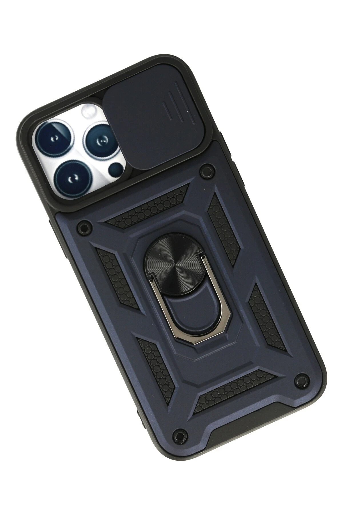 Newface iPhone 13 Pro Kılıf Pars Lens Yüzüklü Silikon - Lacivert