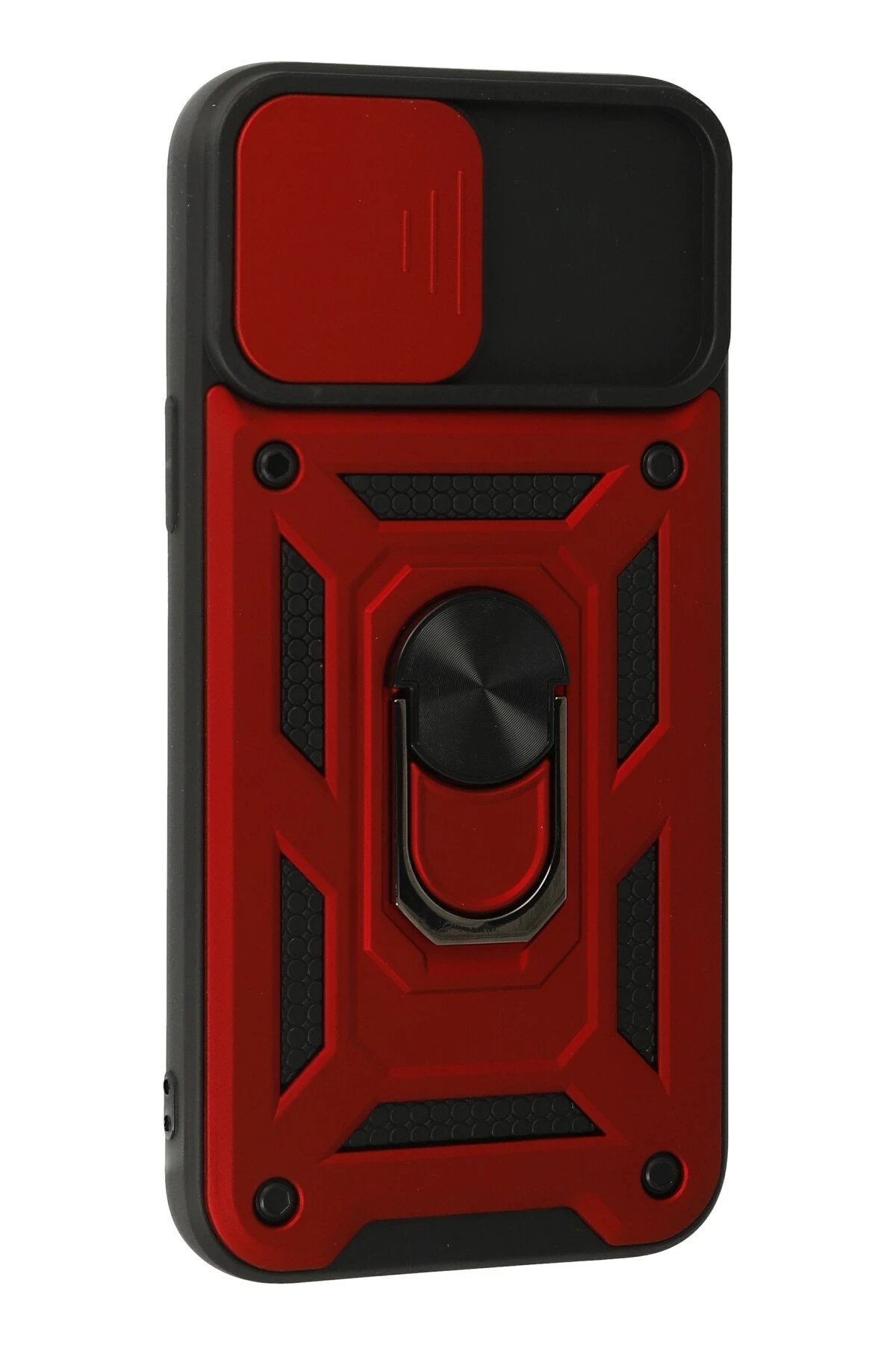 Newface iPhone 13 Pro Max Kılıf Pars Lens Yüzüklü Silikon - Kırmızı