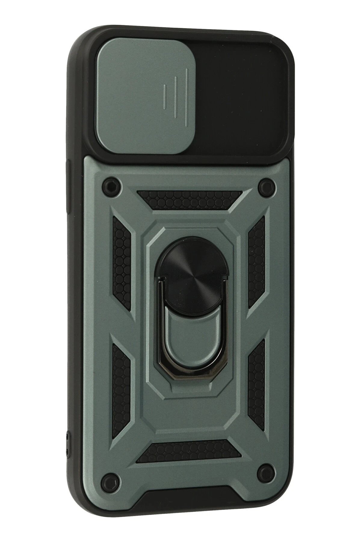 Newface iPhone 13 Pro Max Kılıf Pars Lens Yüzüklü Silikon - Yeşil