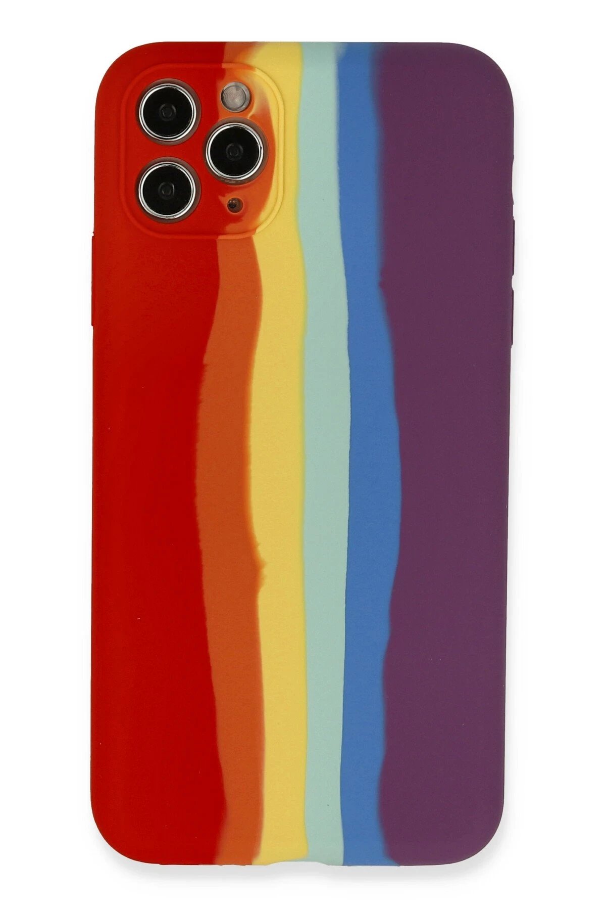 Newface iPhone 11 Pro Kılıf Ebruli Lansman Silikon - Kırmızı-Mor