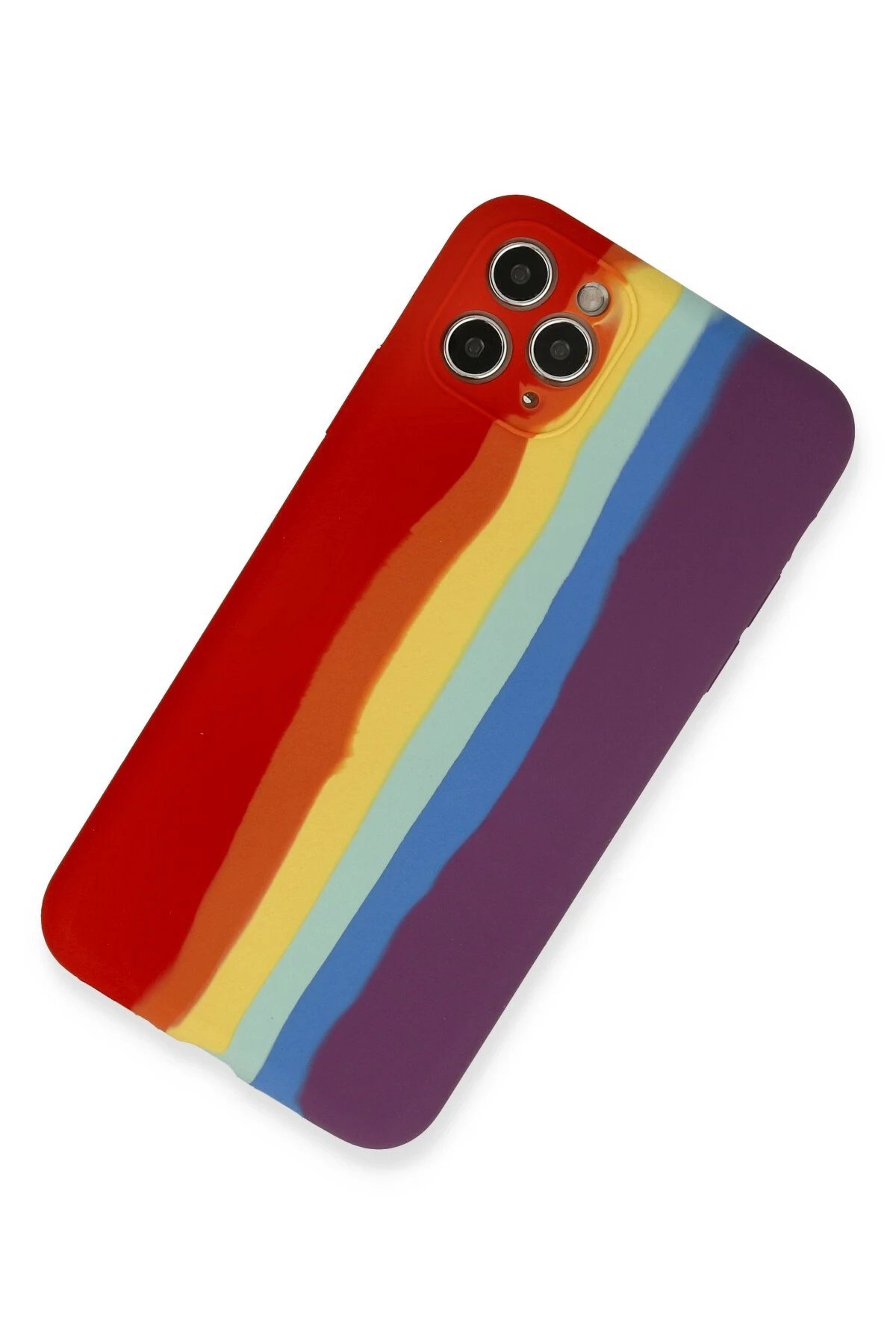 Newface iPhone 11 Pro Kılıf Ebruli Lansman Silikon - Kırmızı-Mor