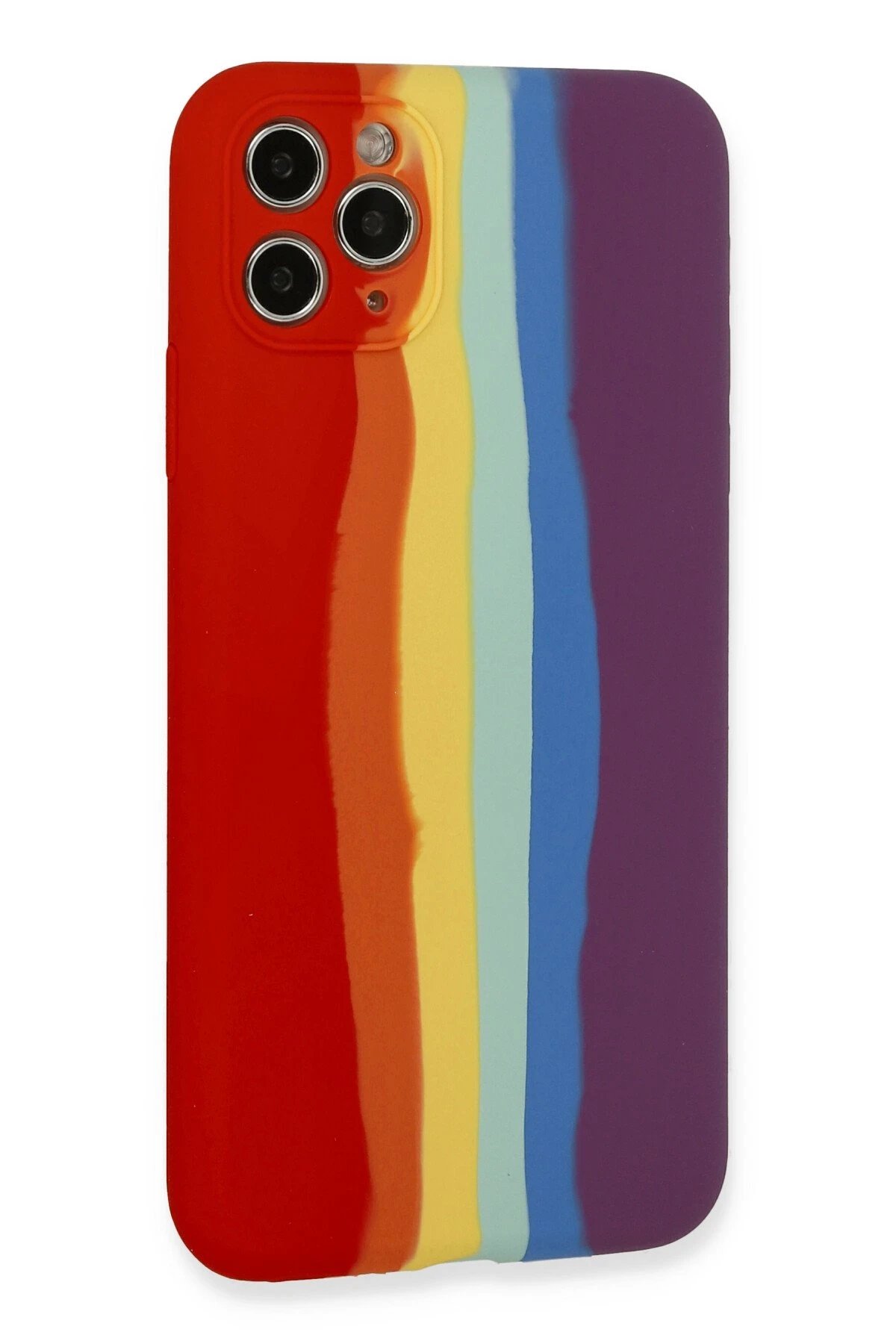 Newface iPhone 11 Pro Kılıf Ebruli Lansman Silikon - Kırmızı-Mor