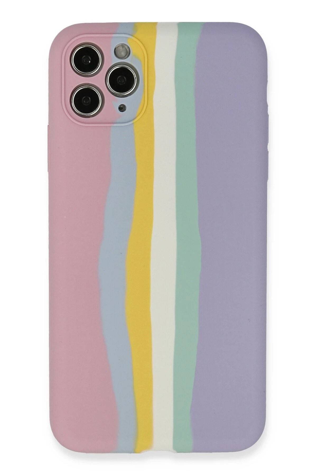 Newface iPhone 11 Pro Kılıf Ebruli Lansman Silikon - Pembe-Lila