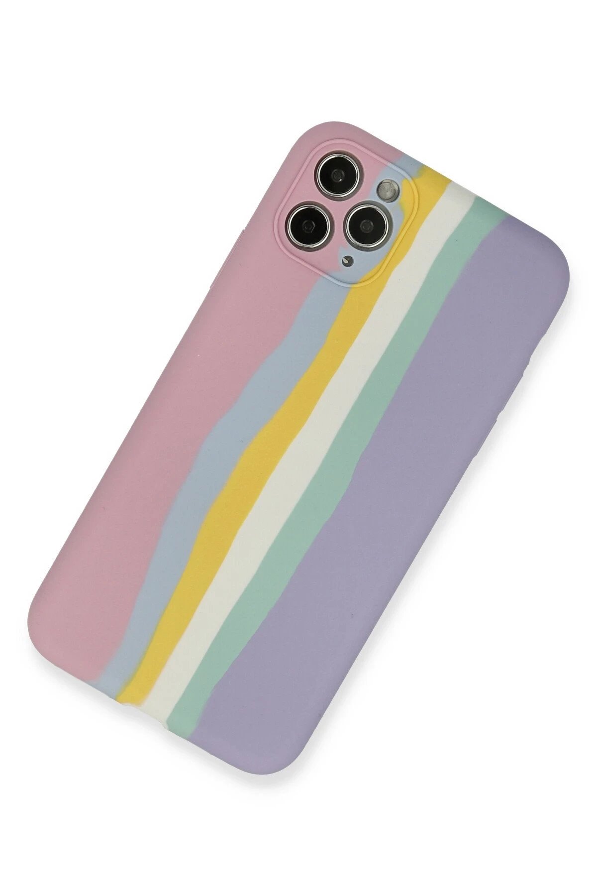 Newface iPhone 11 Pro Kılıf Ebruli Lansman Silikon - Pembe-Lila