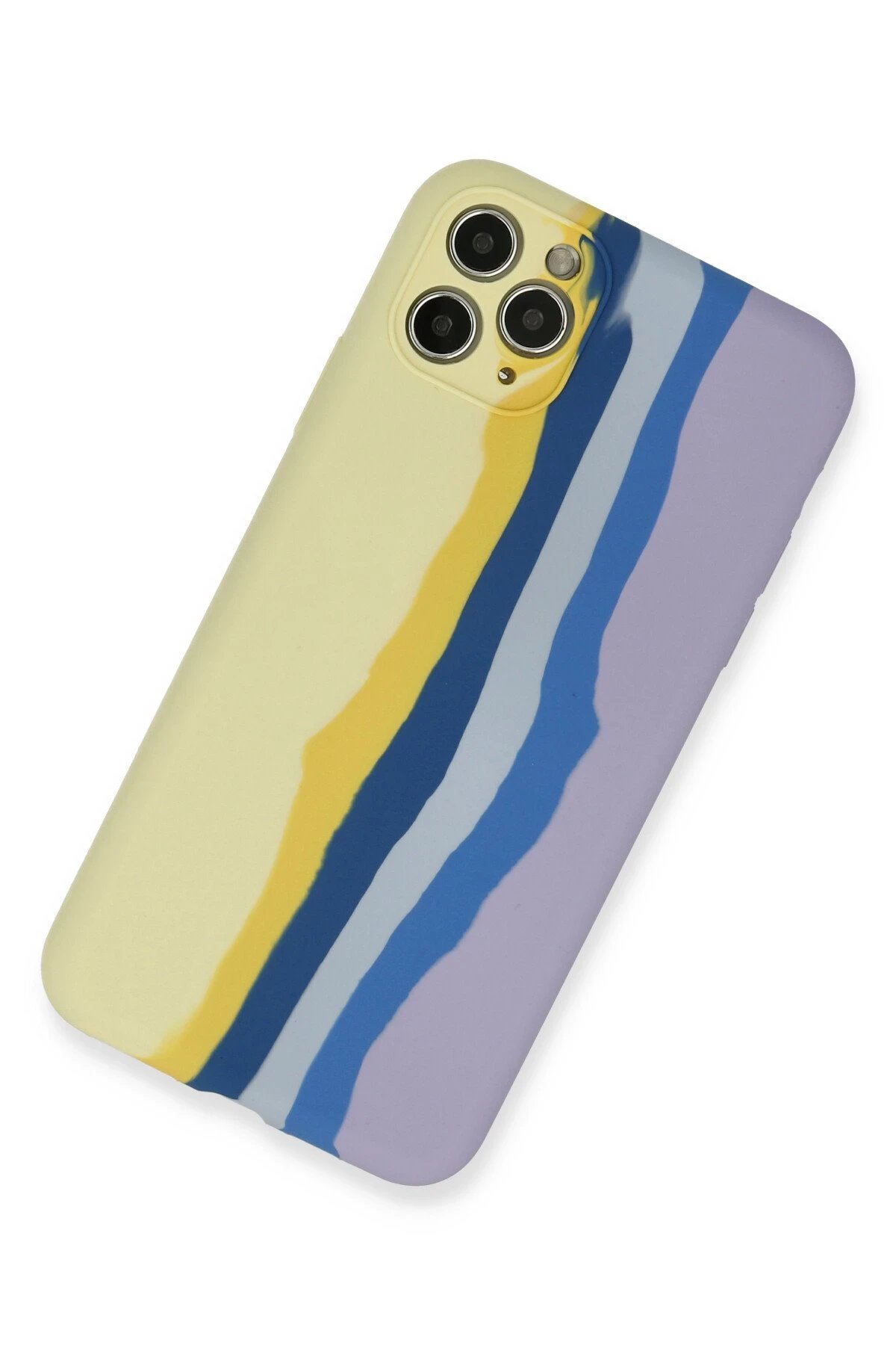 Newface iPhone 11 Pro Kılıf Ebruli Lansman Silikon - Sarı-Lila