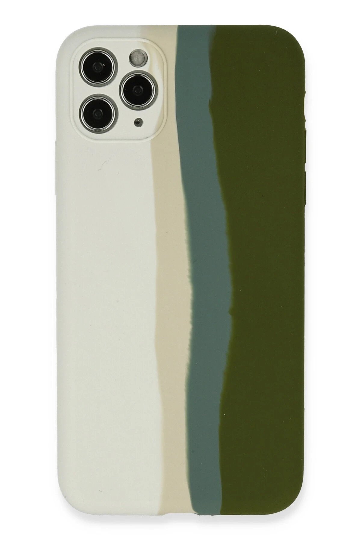 Newface iPhone 11 Pro Kılıf Ebruli Lansman Silikon - Beyaz-Yeşil