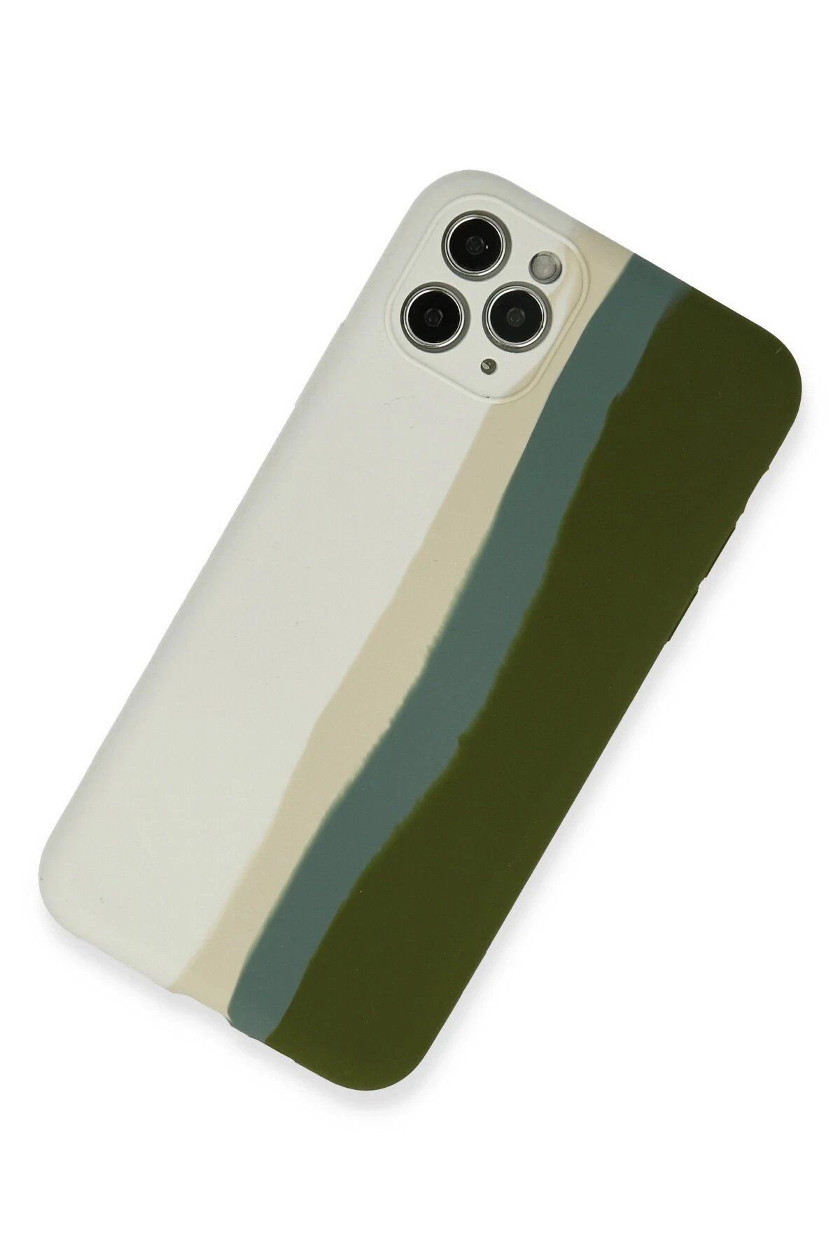 Newface iPhone 11 Pro Kılıf Ebruli Lansman Silikon - Beyaz-Yeşil