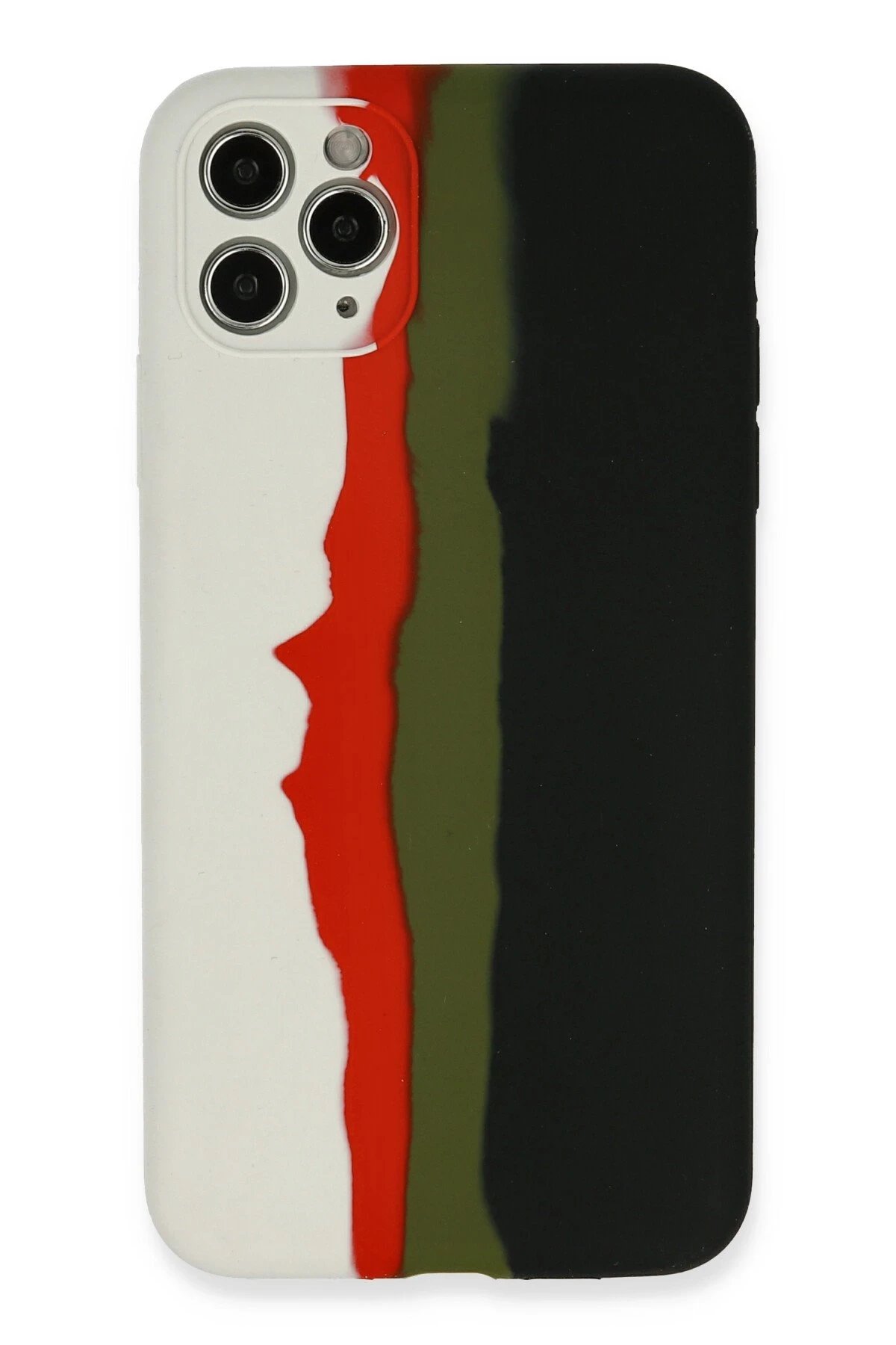 Newface iPhone 11 Pro Kılıf Ebruli Lansman Silikon - Beyaz-Siyah