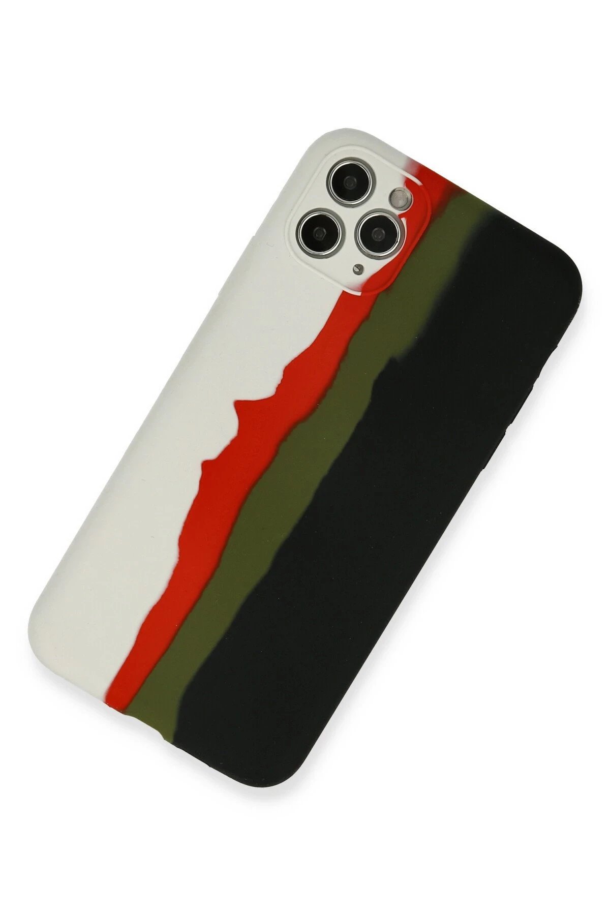 Newface iPhone 11 Pro Kılıf Ebruli Lansman Silikon - Beyaz-Siyah