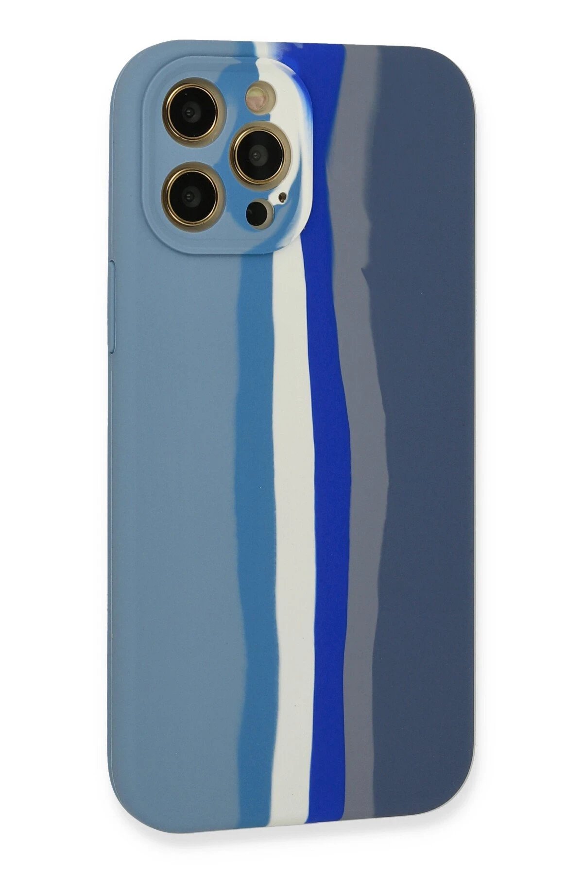 Newface iPhone 12 Pro Kılıf Ebruli Lansman Silikon - Mavi-Gri