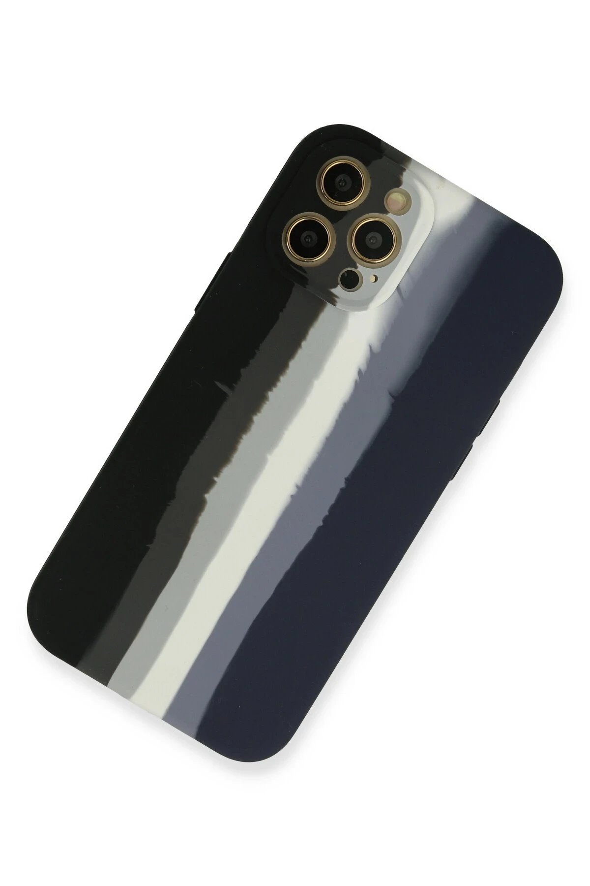 Newface iPhone 12 Pro Kılıf Ebruli Lansman Silikon - Siyah-Lacivert