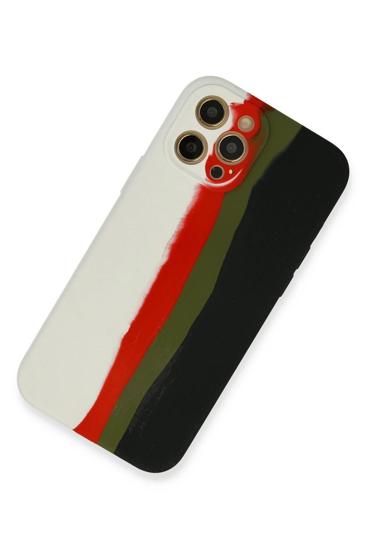 Newface iPhone 12 Pro Kılıf Ebruli Lansman Silikon - Beyaz-Siyah