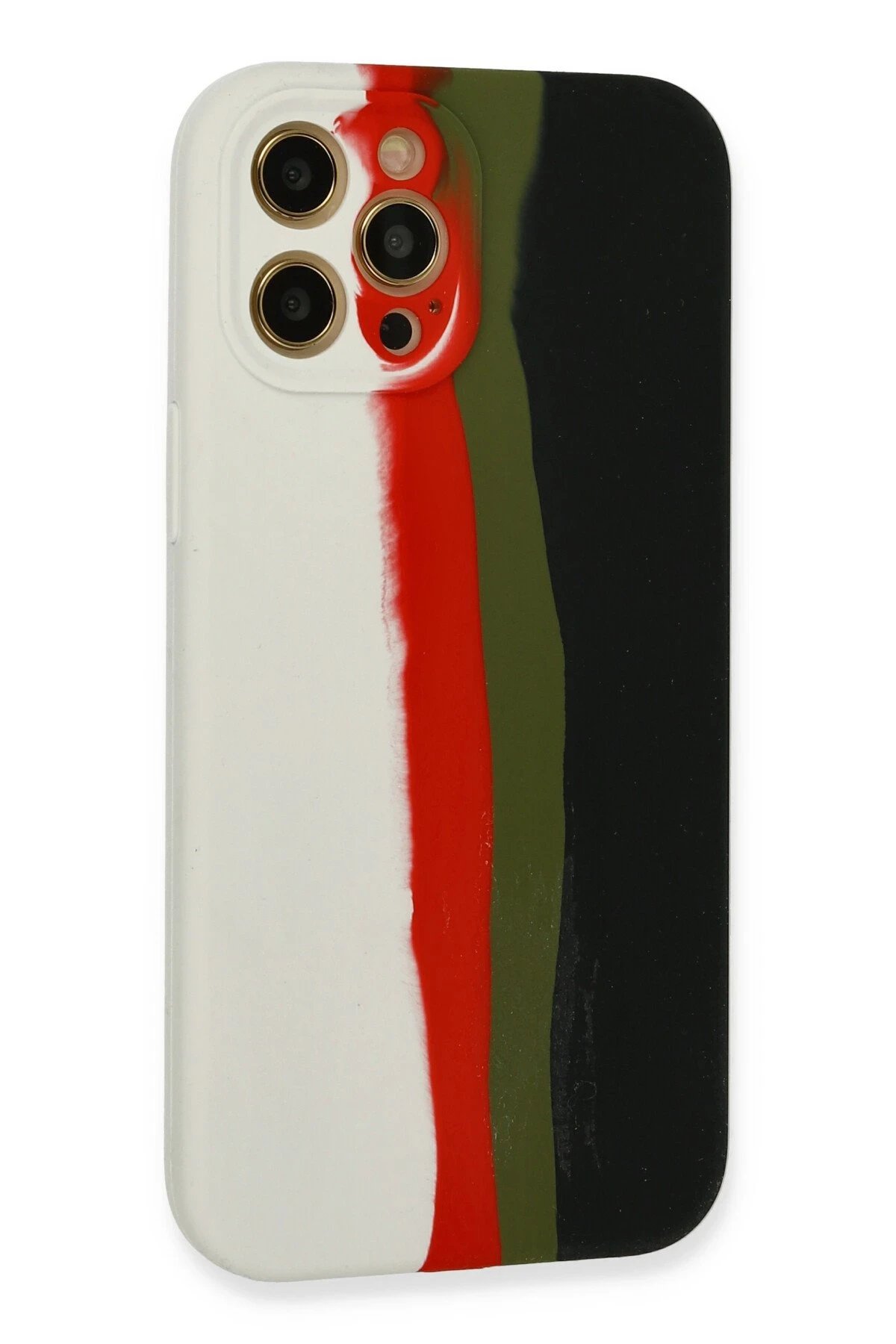 Newface iPhone 12 Pro Kılıf Ebruli Lansman Silikon - Beyaz-Siyah