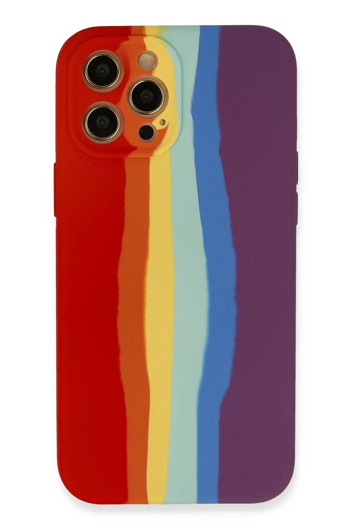 Newface iPhone 12 Pro Max Kılıf Ebruli Lansman Silikon - Kırmızı-Mor