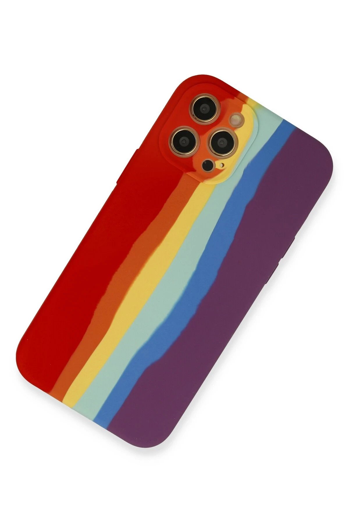 Newface iPhone 12 Pro Max Kılıf Ebruli Lansman Silikon - Kırmızı-Mor