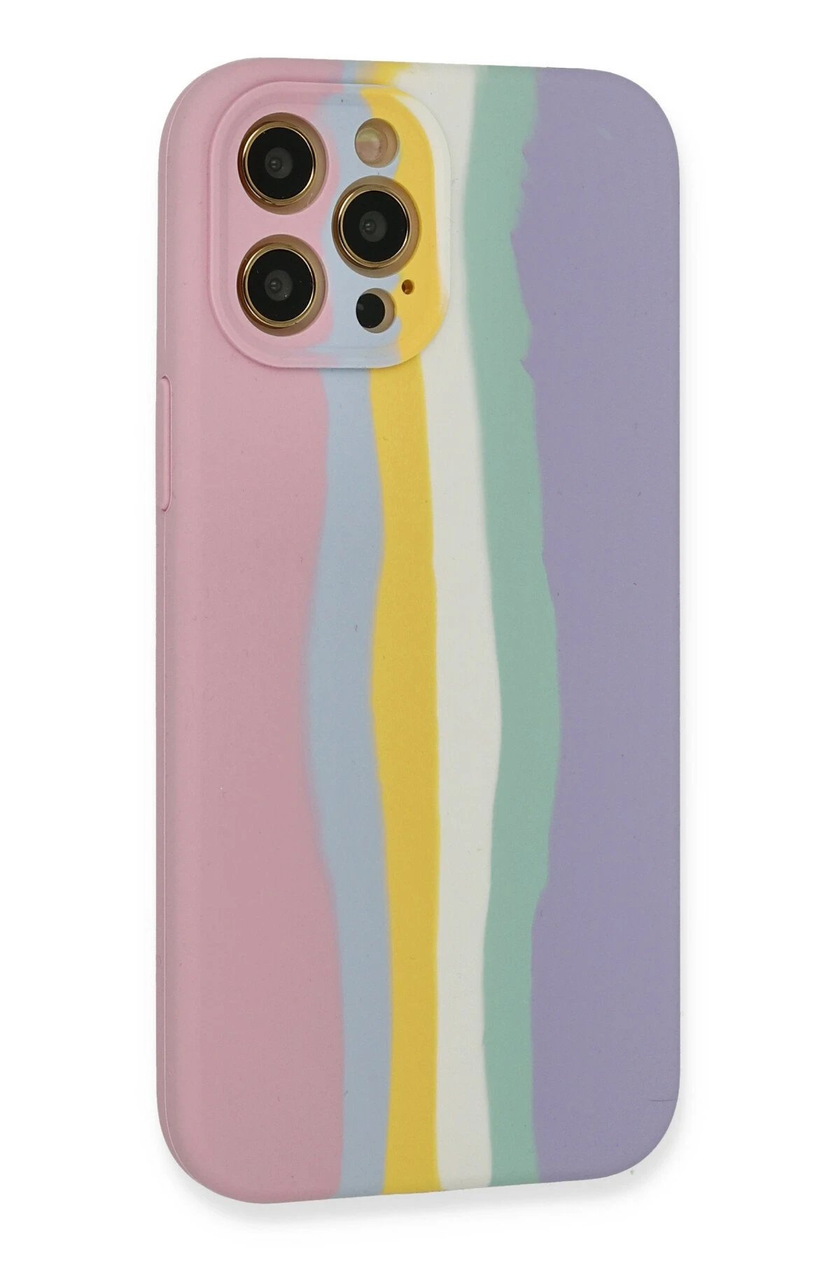 Newface iPhone 12 Pro Max Kılıf Ebruli Lansman Silikon - Pembe-Lila