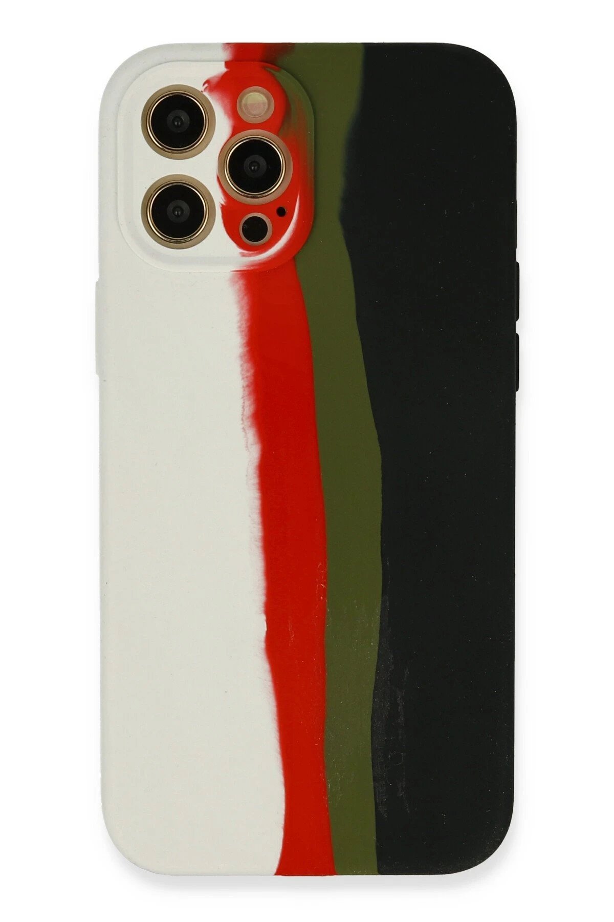 Newface iPhone 12 Pro Max Kılıf Ebruli Lansman Silikon - Beyaz-Siyah