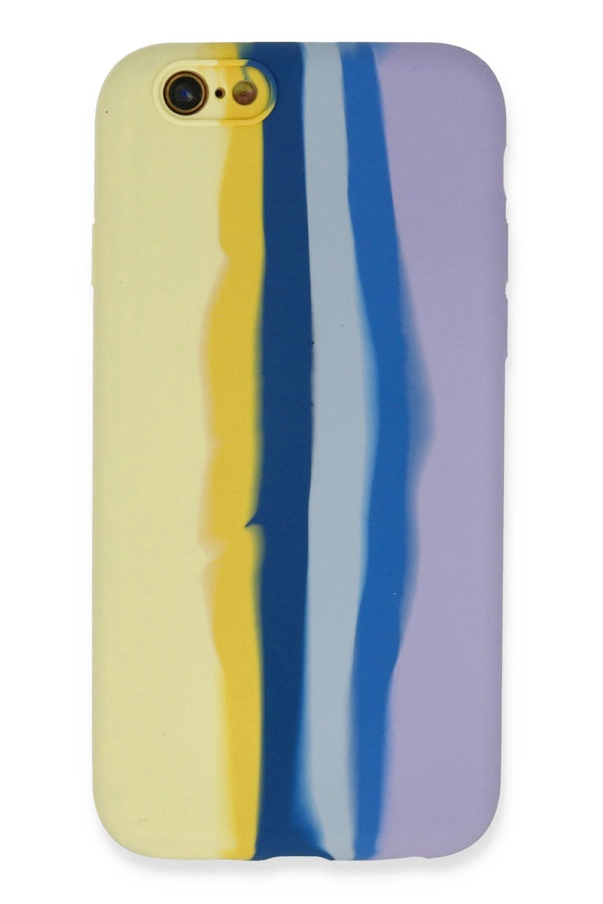 Newface iPhone 6 Kılıf Ebruli Lansman Silikon - Sarı-Lila