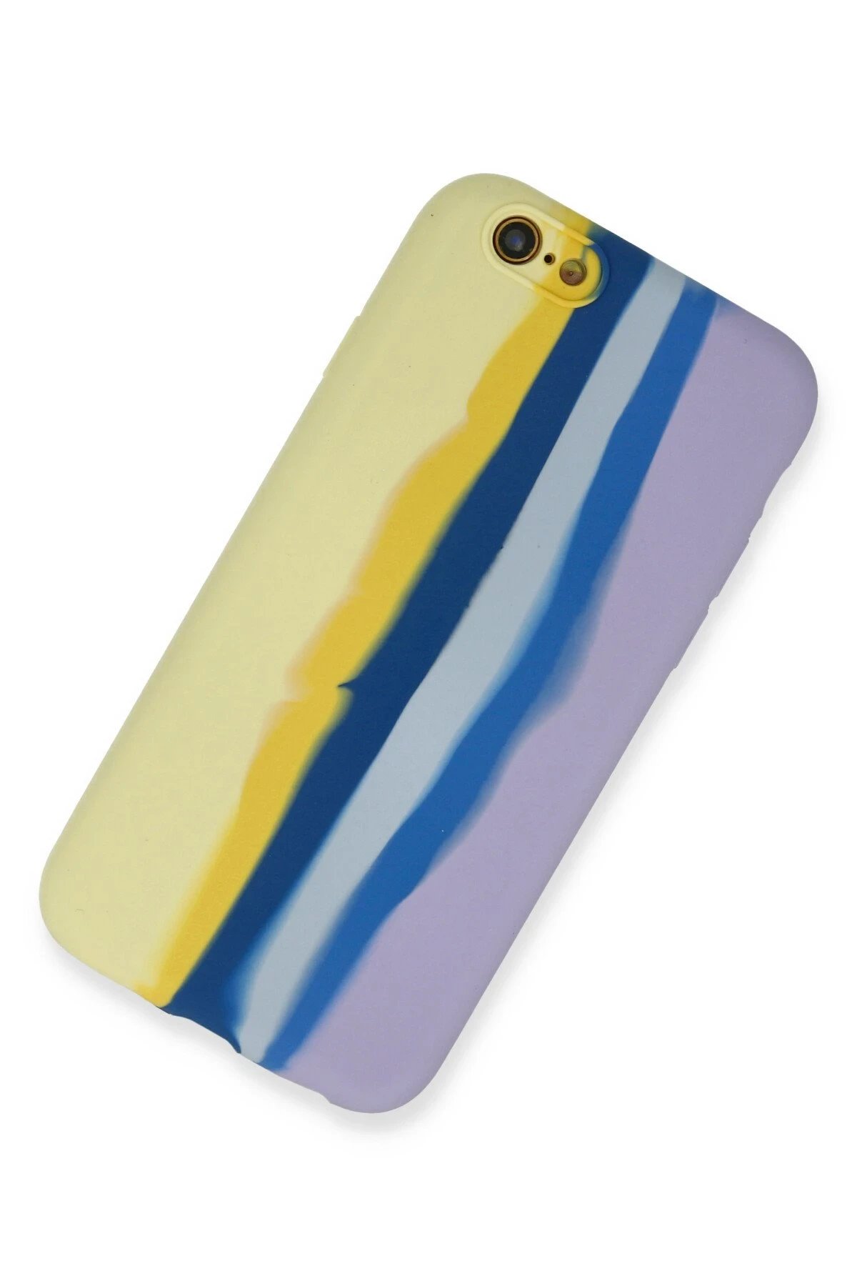 Newface iPhone 6 Kılıf Ebruli Lansman Silikon - Sarı-Lila