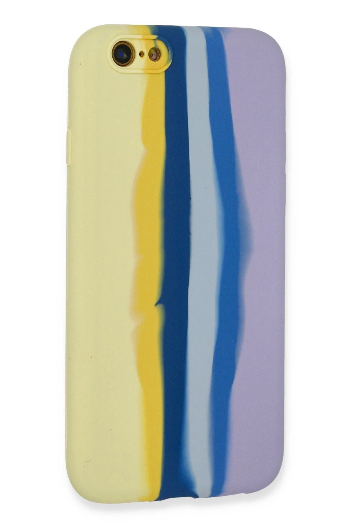 Newface iPhone 6 Kılıf Ebruli Lansman Silikon - Sarı-Lila