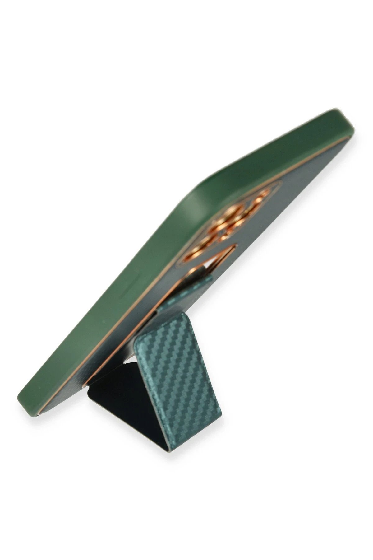 Newface iPhone 12 Pro Max Kılıf Coco Karbon Standlı Kapak - Yeşil