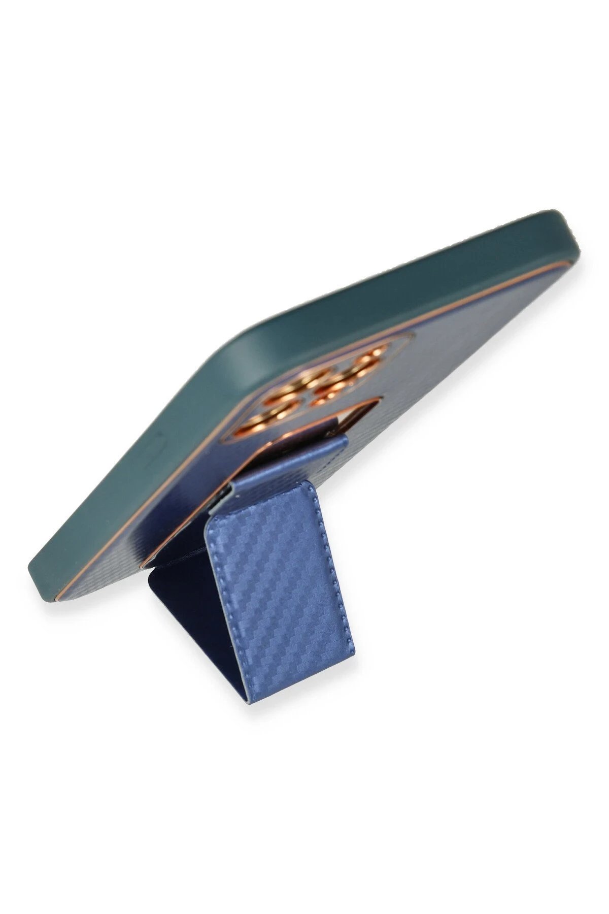 Newface iPhone 12 Pro Max Kılıf Coco Karbon Standlı Kapak - Mavi