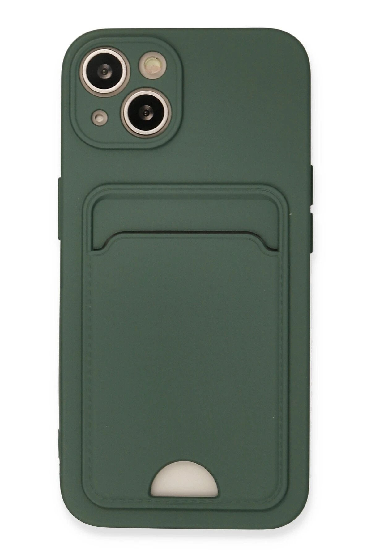 Newface iPhone 13 Kılıf Kelvin Kartvizitli Silikon - Koyu Yeşil