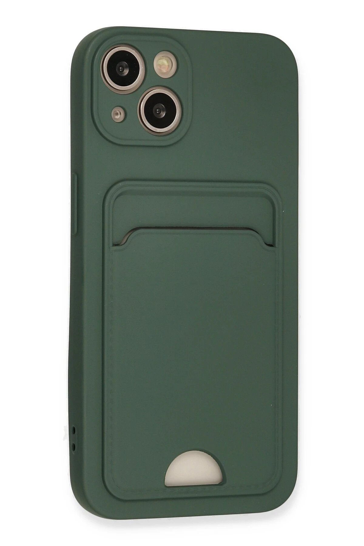 Newface iPhone 13 Kılıf Kelvin Kartvizitli Silikon - Koyu Yeşil