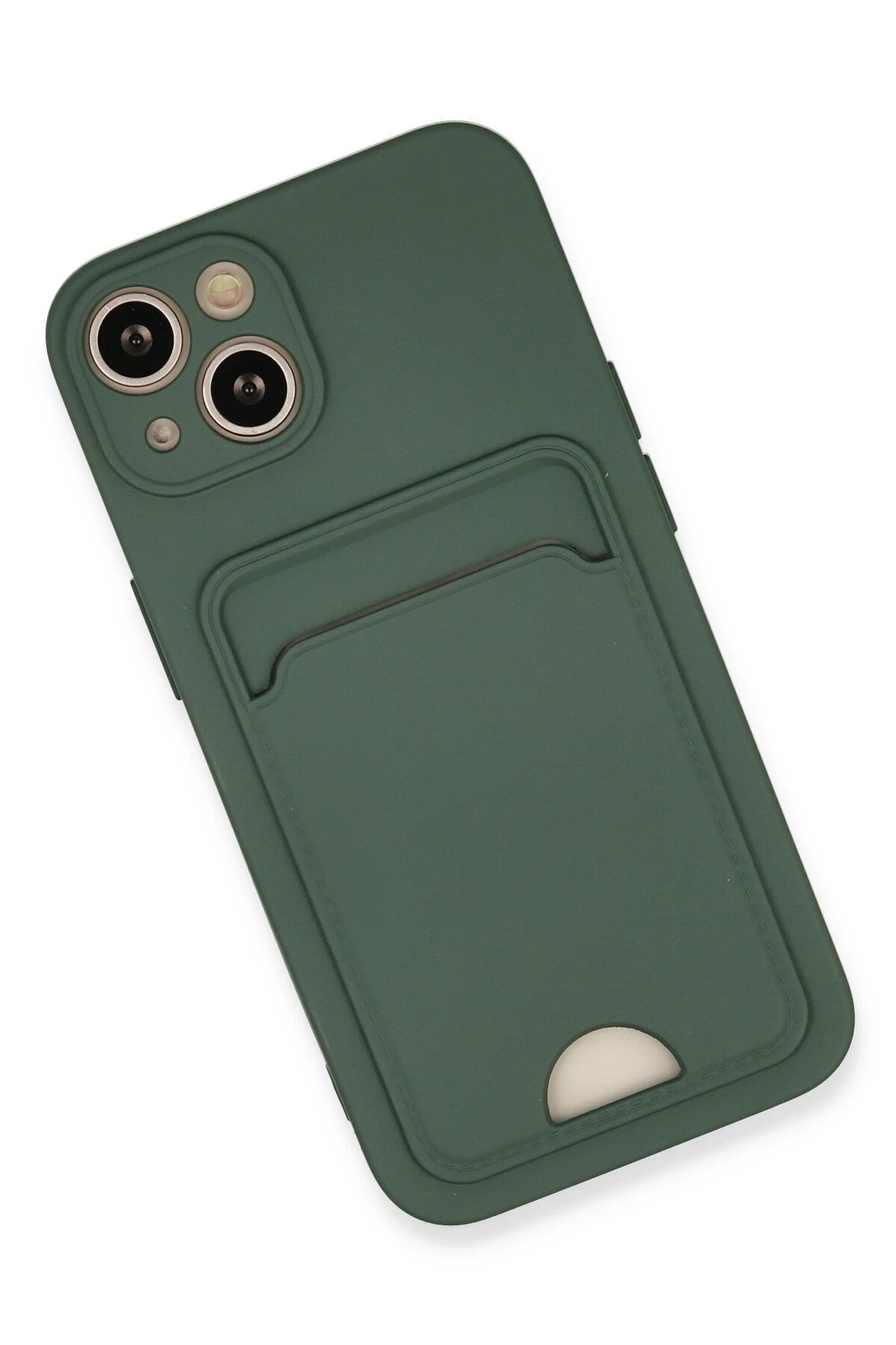 Newface iPhone 13 Kılıf Kelvin Kartvizitli Silikon - Koyu Yeşil