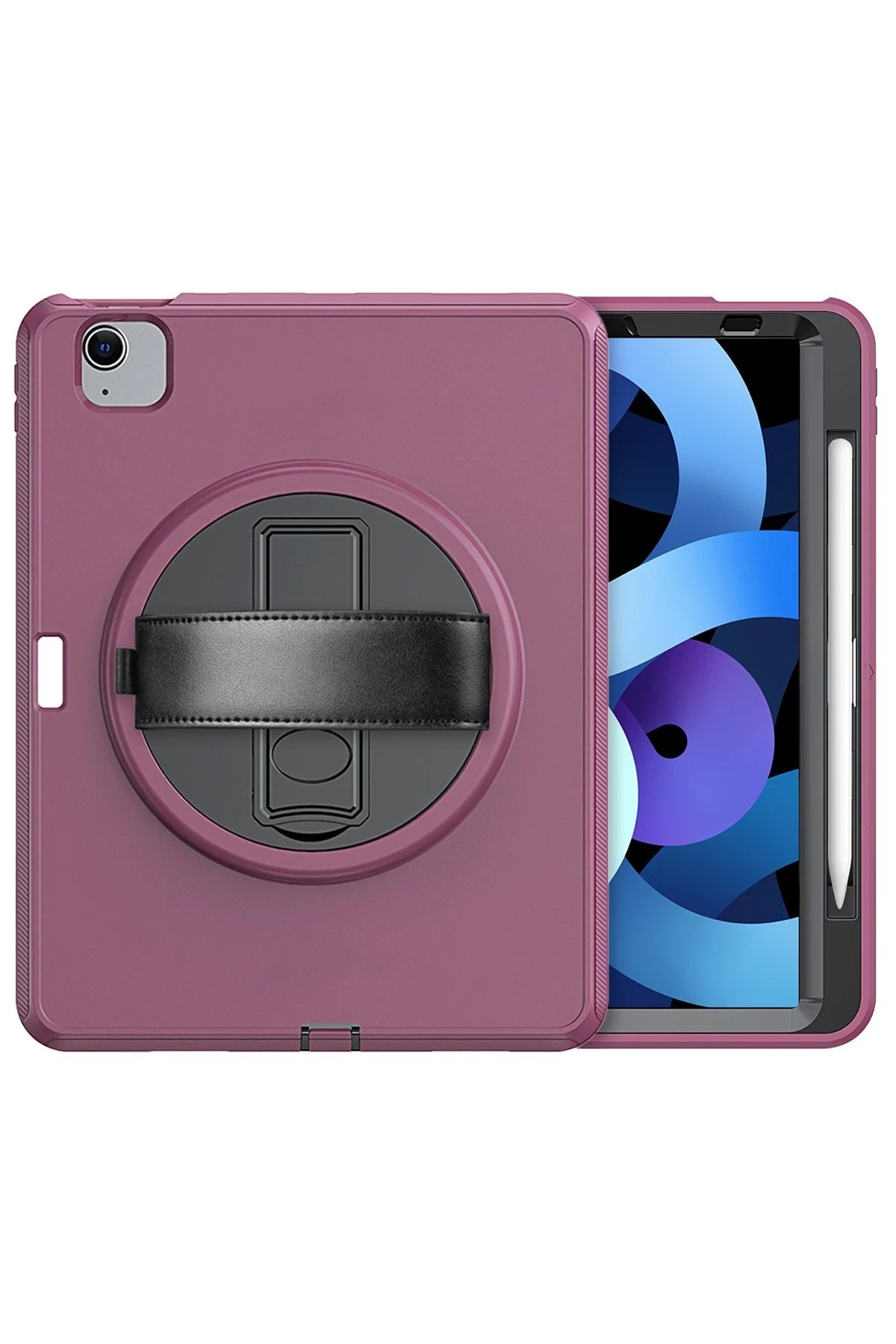 Newface iPad 2022 10.9 (10.nesil) Kılıf Hand Strap Tablet Kılıfı - Mürdüm