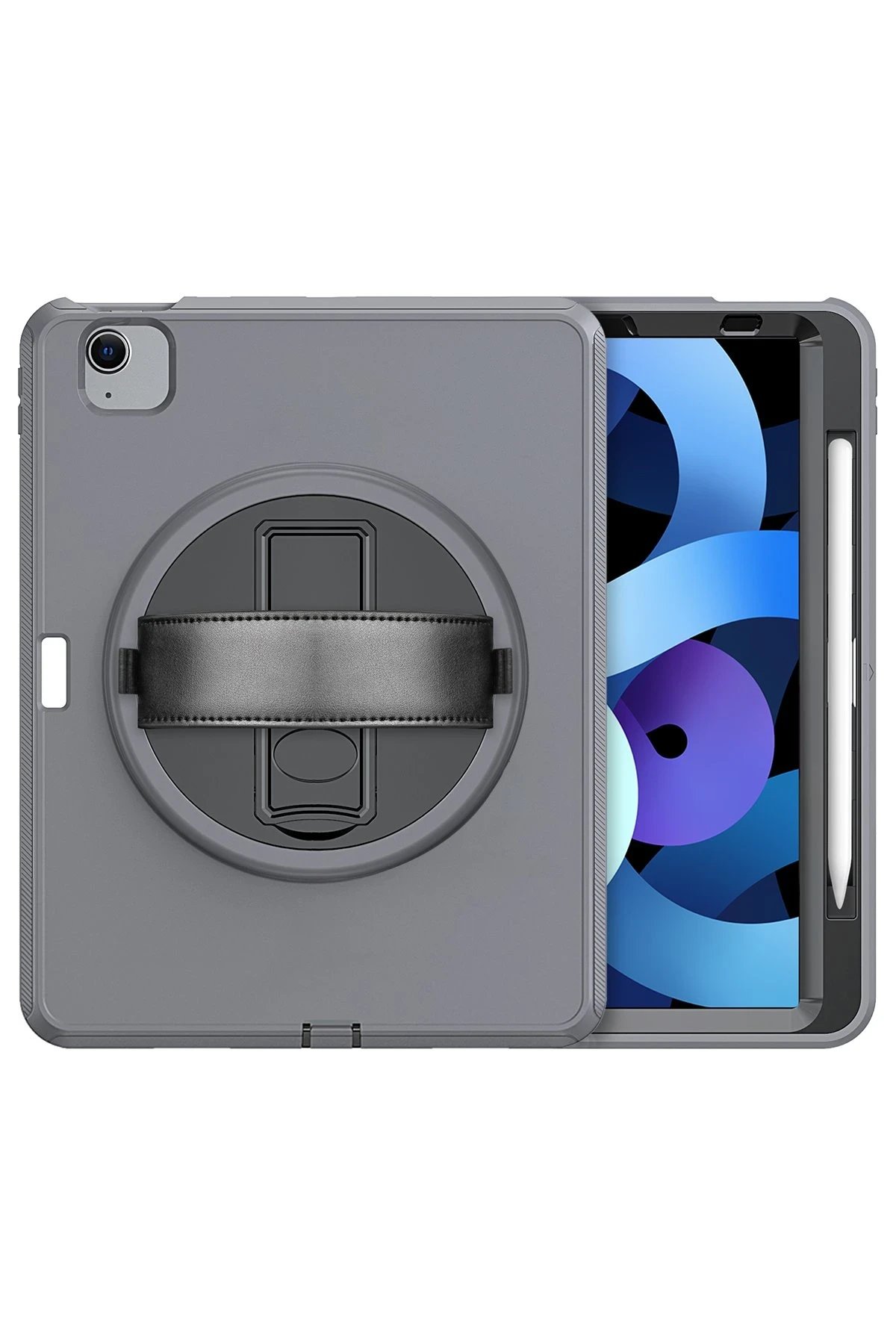 Newface iPad 2022 10.9 (10.nesil) Kılıf Hand Strap Tablet Kılıfı - Gri