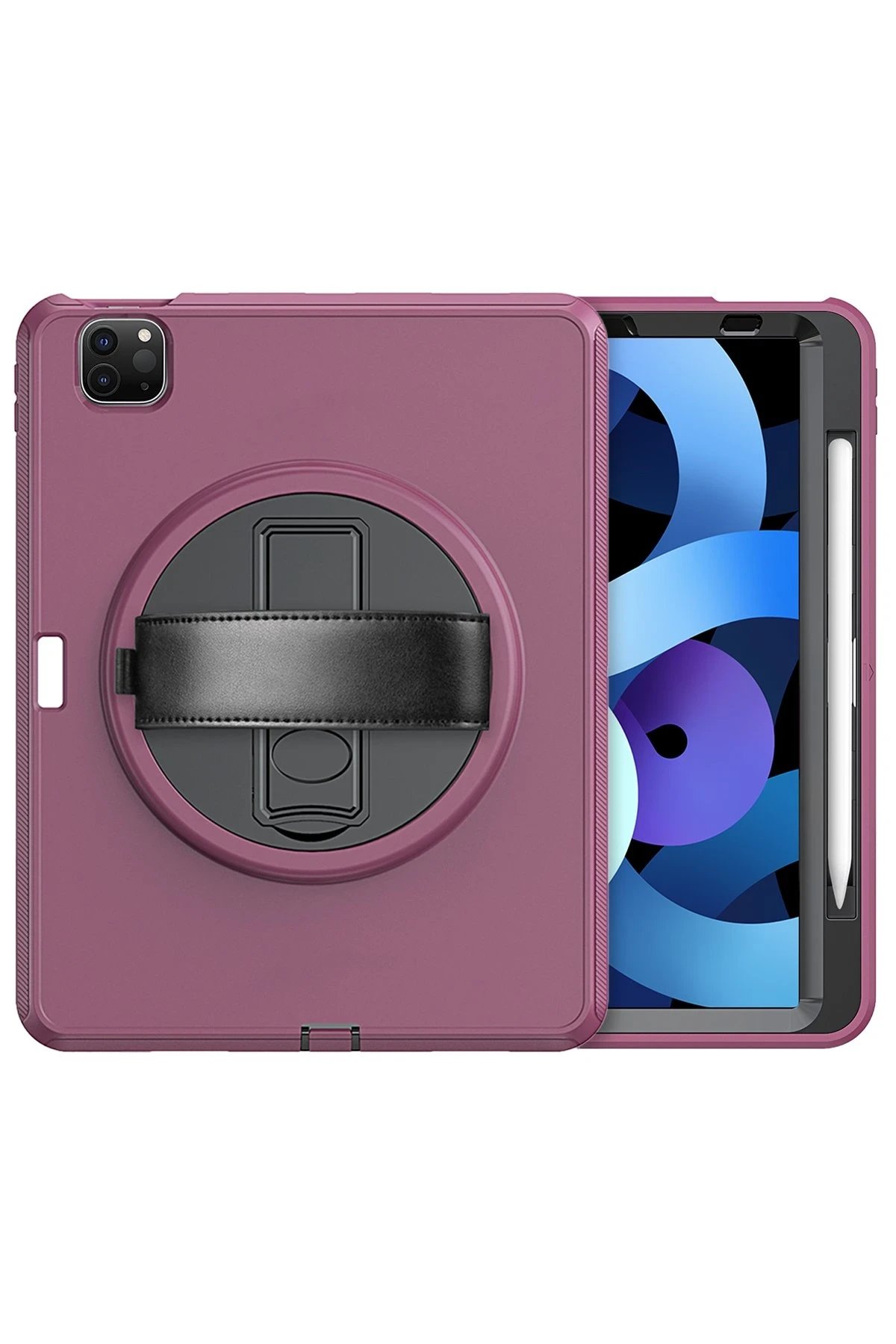 Newface iPad Pro 11 (2018) Kılıf Hand Strap Tablet Kılıfı - Mürdüm