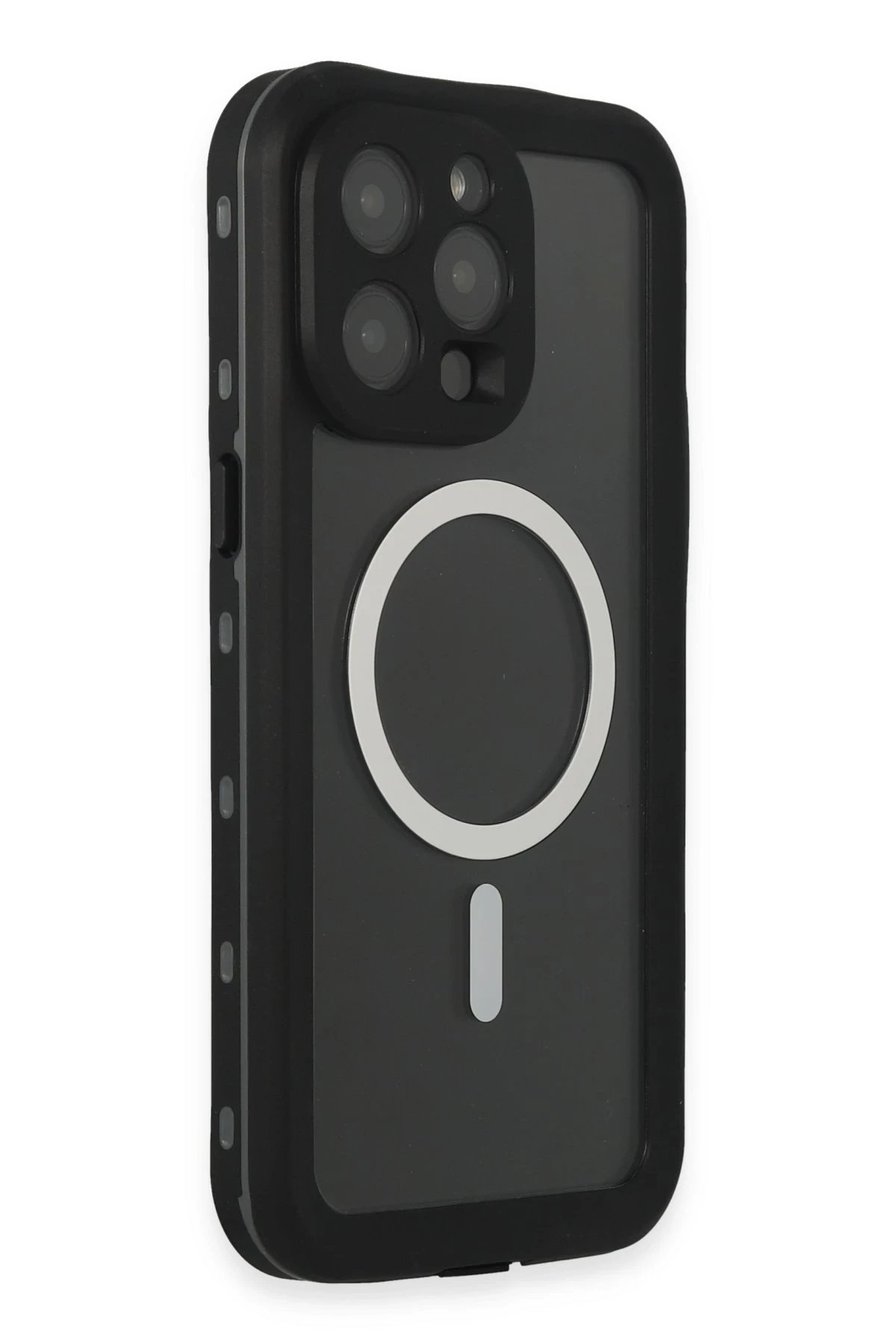 Newface iPhone 15 Pro Max Kılıf Red Pepper Magneticsafe Su Geçirmez Kılıf - Siyah-Gri