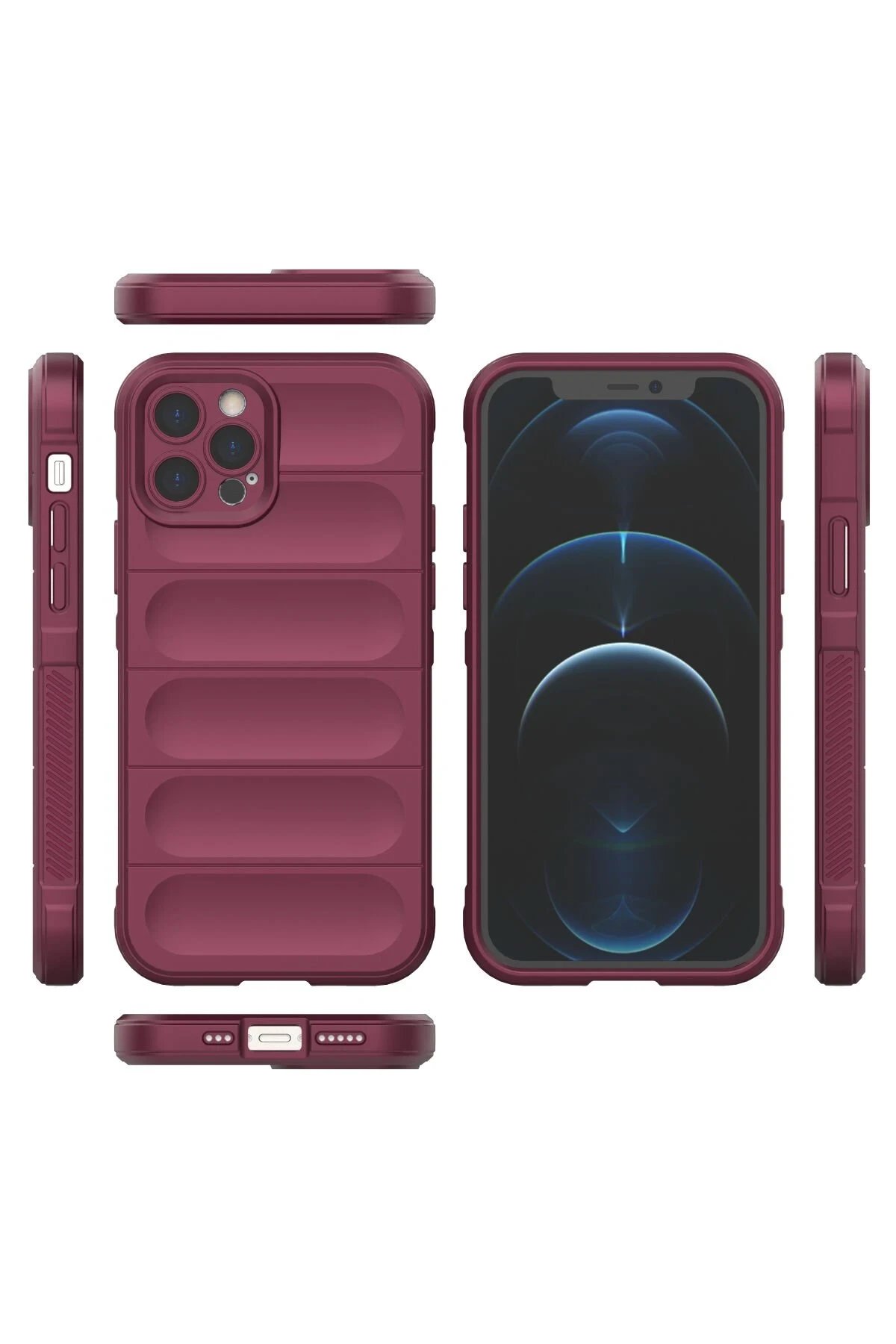 Newface iPhone 12 Pro Kılıf Optimum Silikon - Bordo