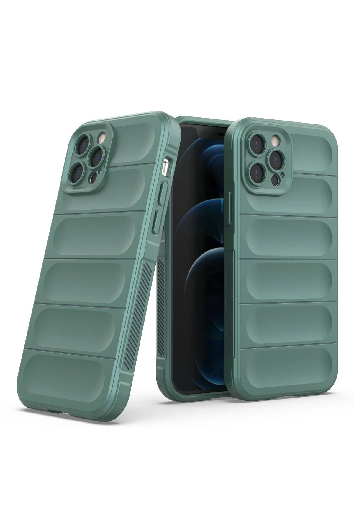 Newface iPhone 12 Pro Kılıf Optimum Silikon - Koyu Yeşil