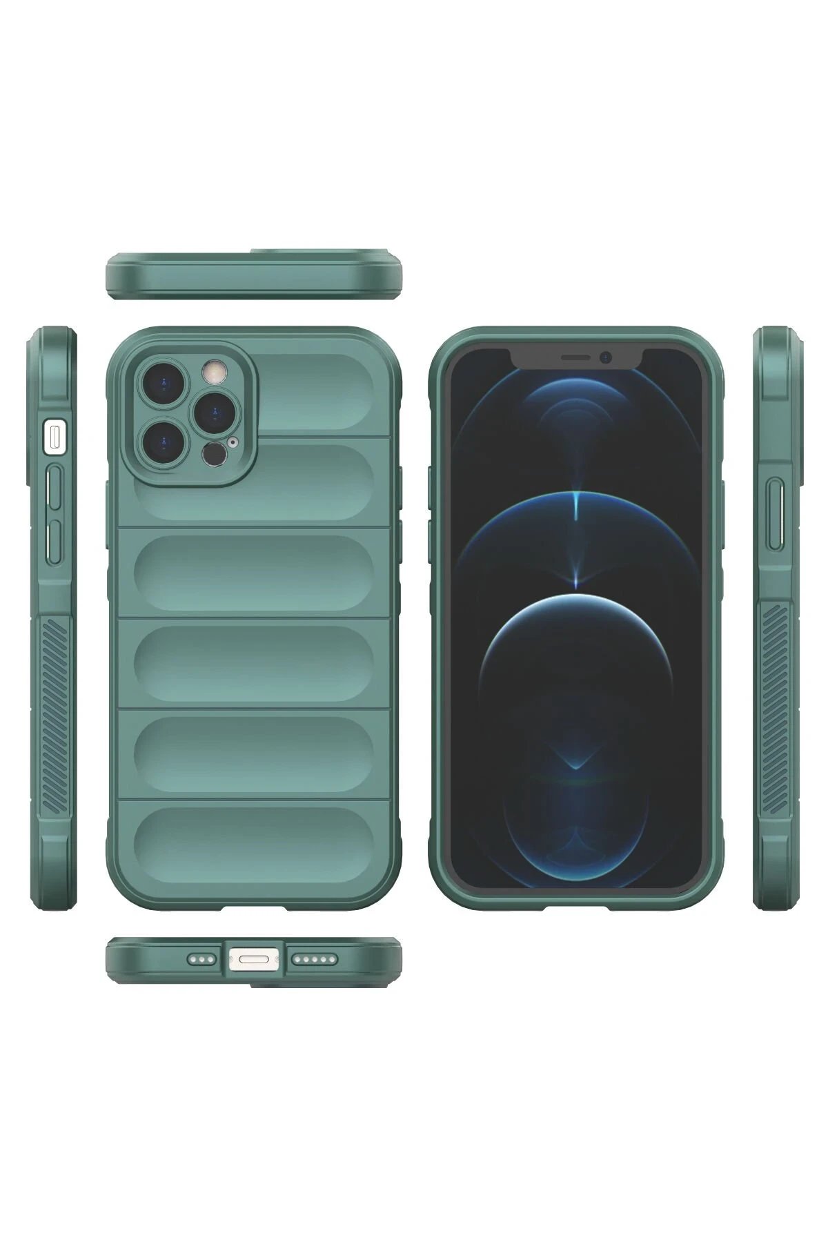 Newface iPhone 12 Pro Kılıf Optimum Silikon - Koyu Yeşil