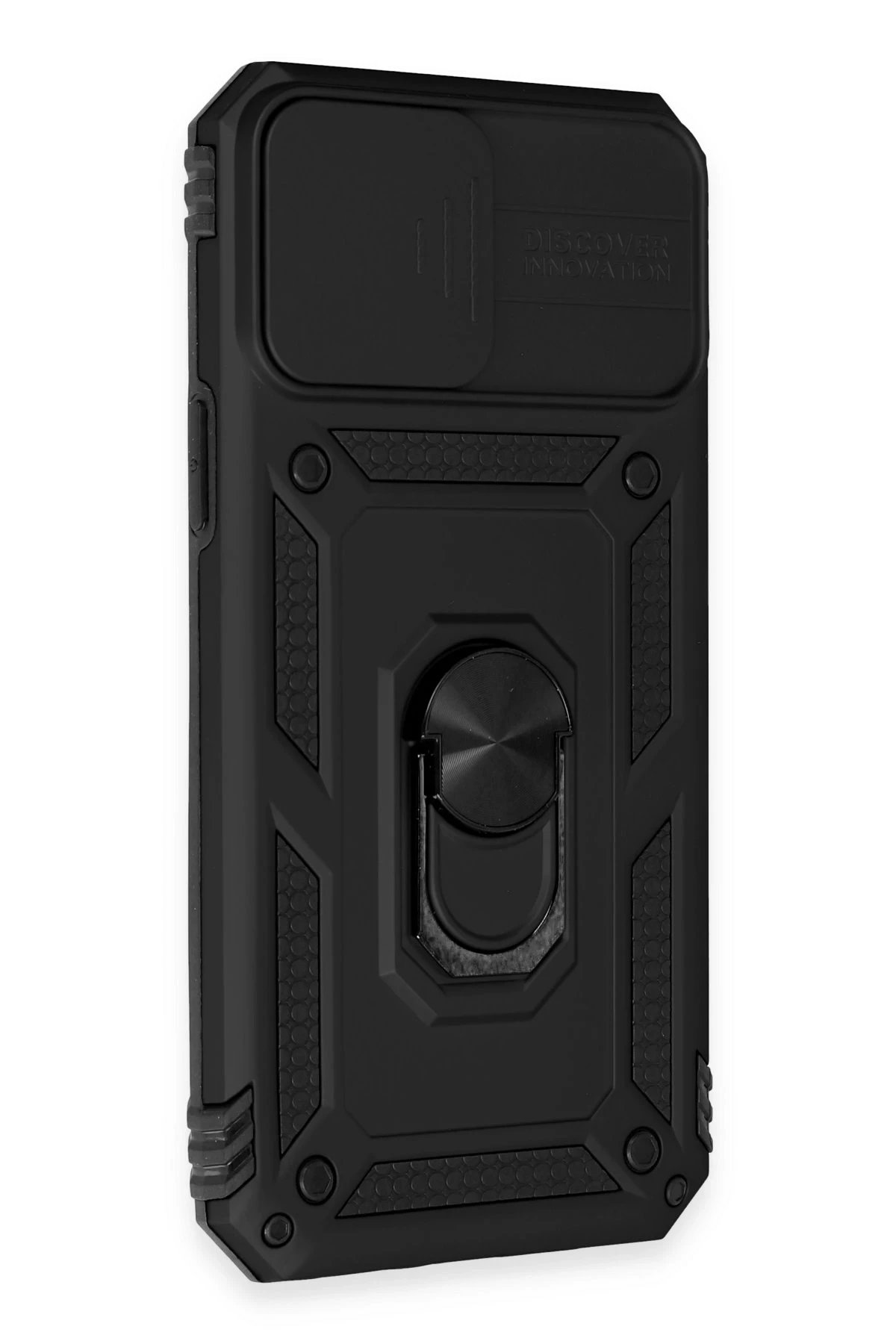 Newface iPhone 12 Pro Max Kılıf Pars Lens Yüzüklü Silikon - Siyah