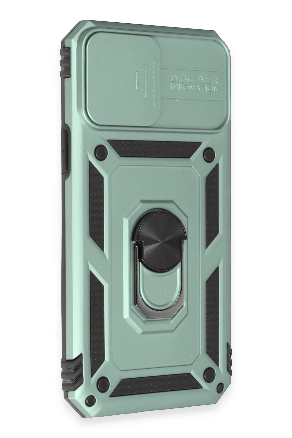 Newface iPhone 12 Pro Max Kılıf Pars Lens Yüzüklü Silikon - Yeşil