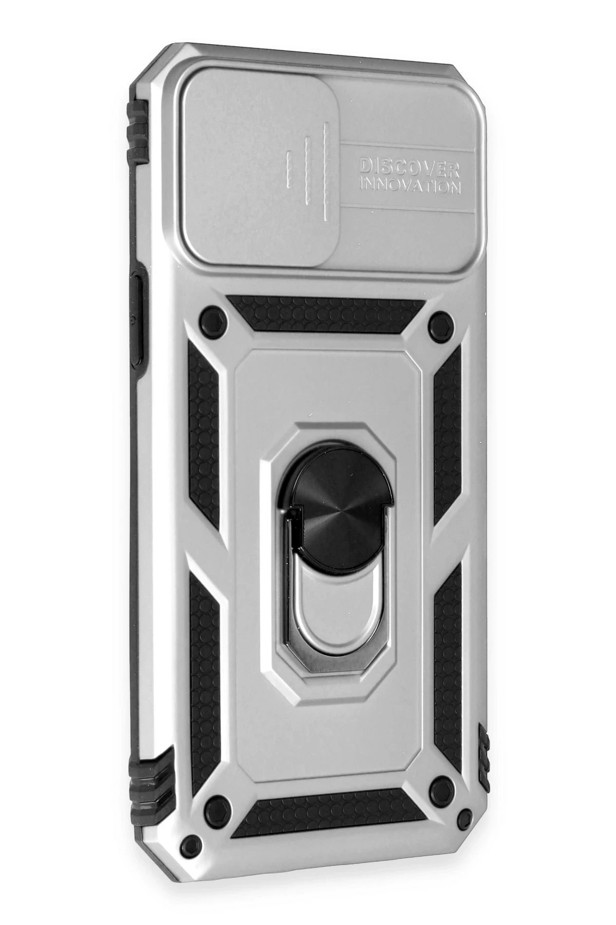 Newface iPhone 12 Pro Max Kılıf Pars Lens Yüzüklü Silikon - Gümüş