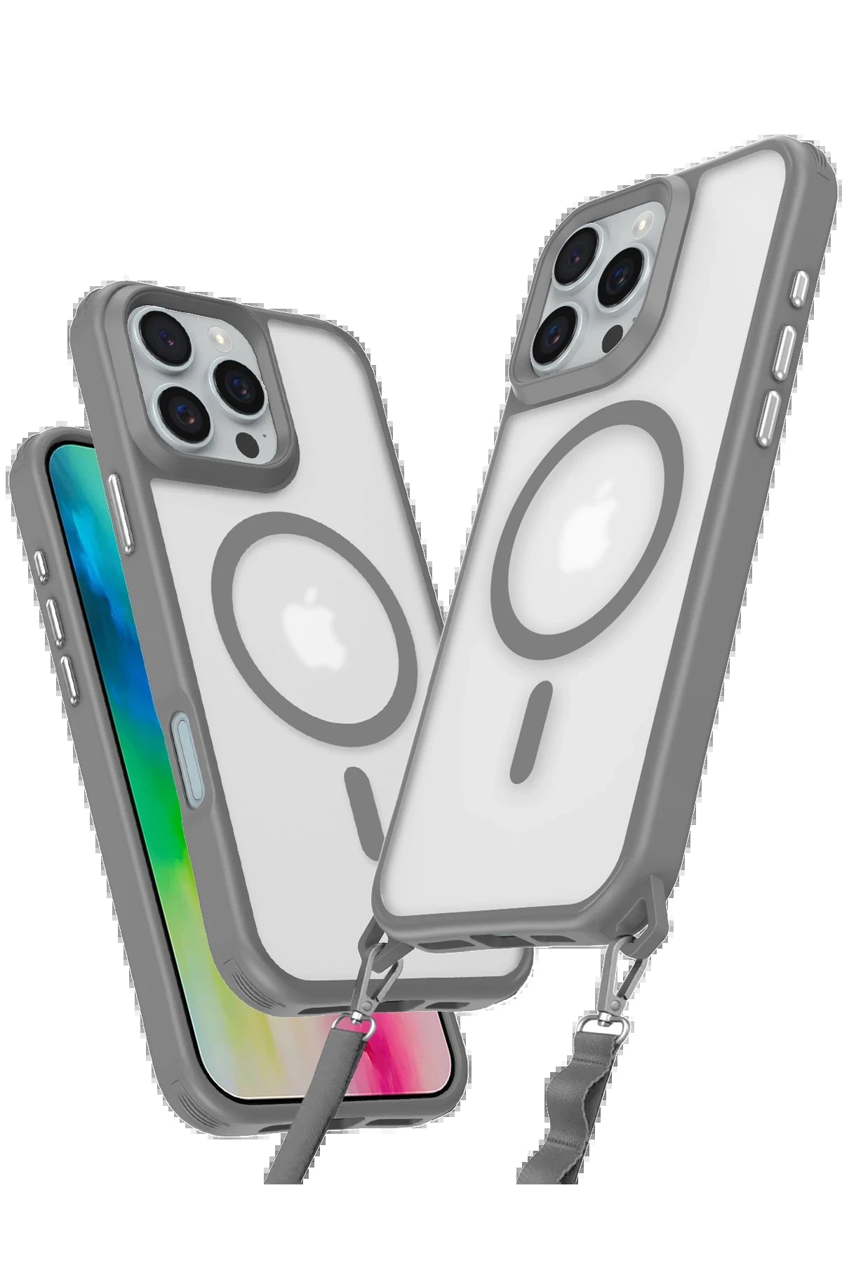 Newface iPhone 16 Pro Kılıf Enka Magsafe Silikon Kılıf - Titan Gri