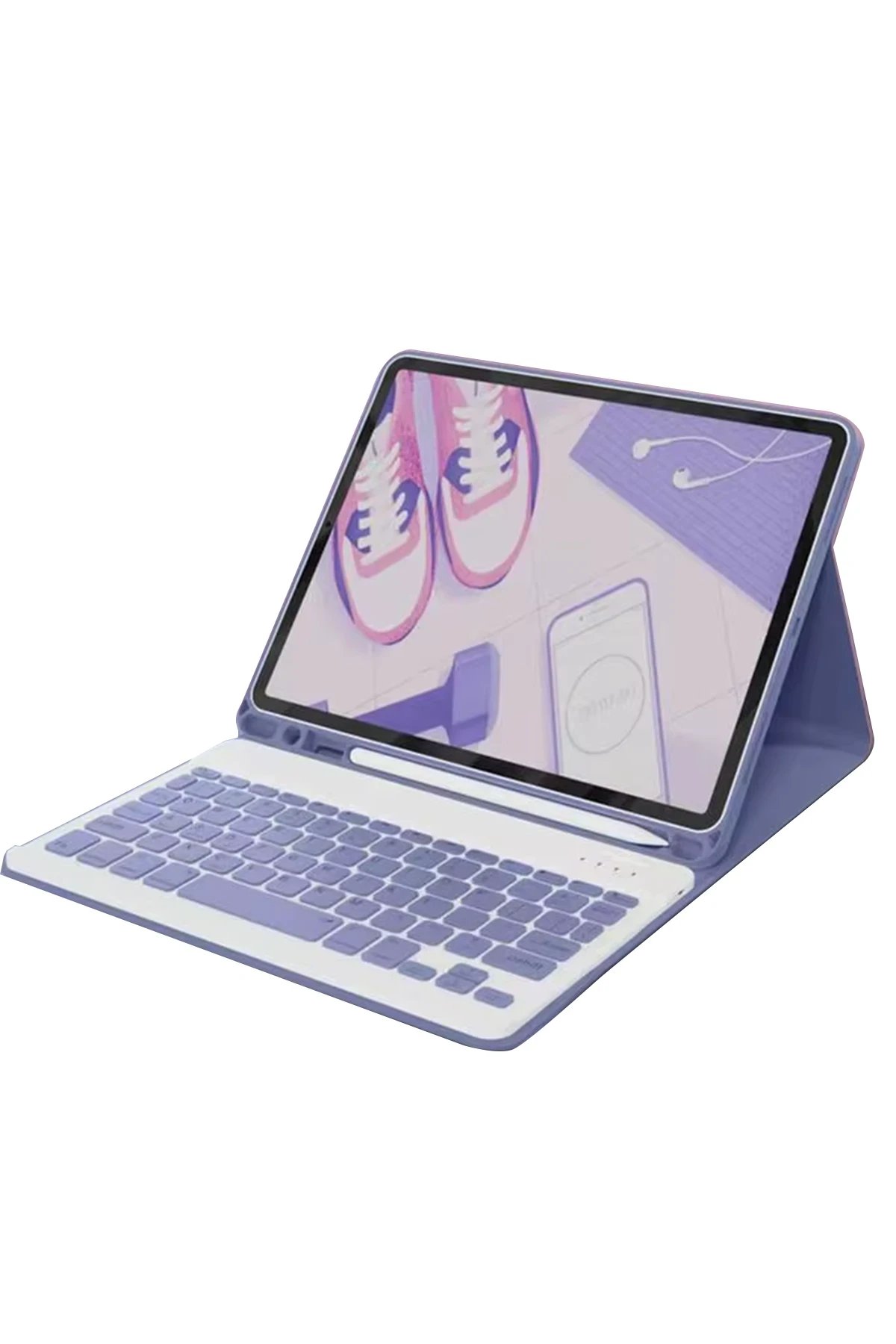 Newface iPad 2022 10.9 (10.nesil) Kılıf KC01 Smart Klavyeli Tablet Kılıfı - Derin Mor