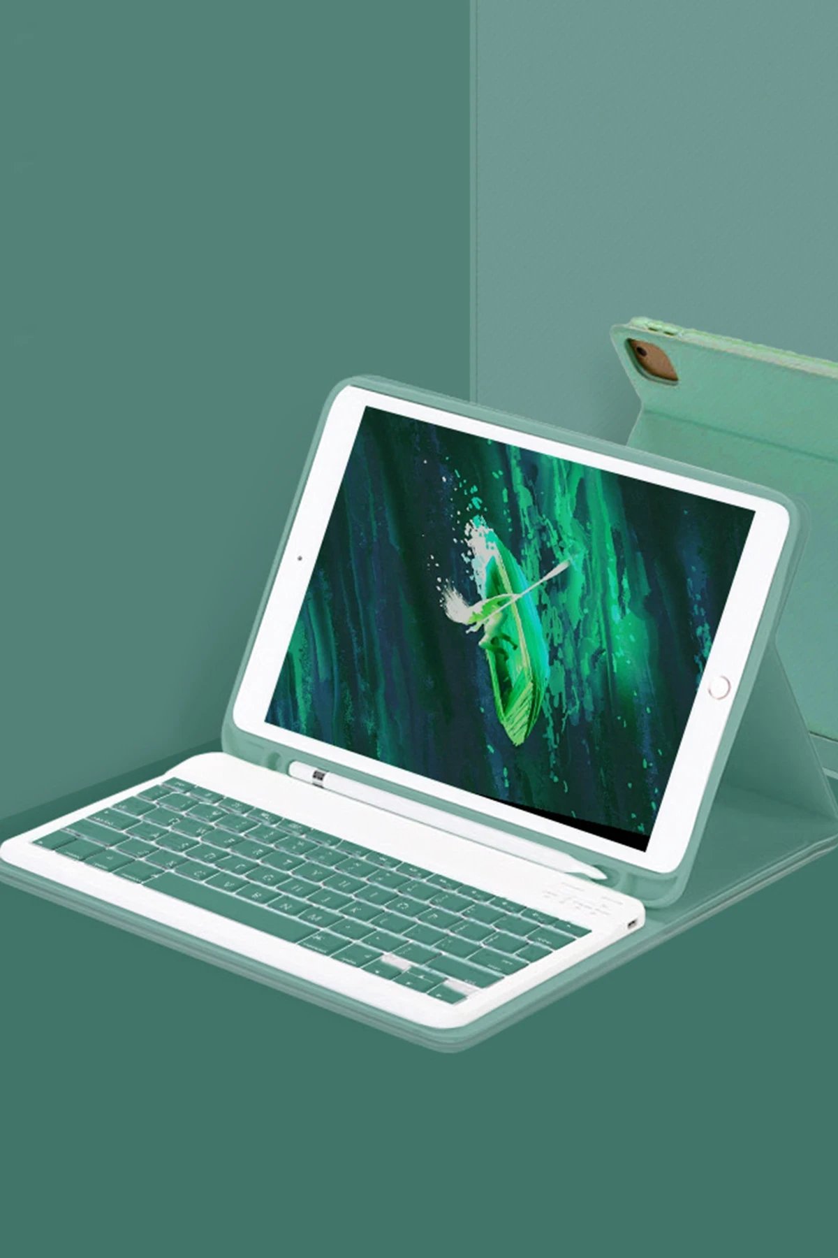 Newface iPad Pro 11 (2024) Kılıf KC01 Smart Klavyeli Tablet Kılıfı - Koyu Yeşil